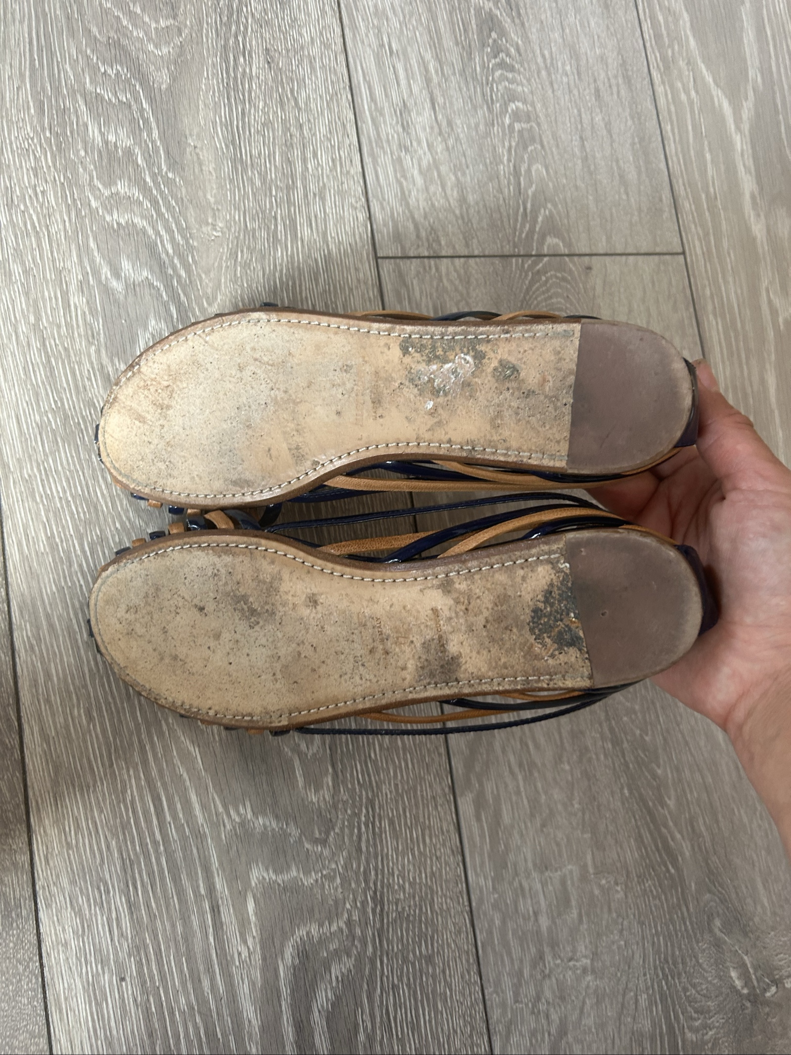 Jil Sander Navy & Brown Leather Slingback Flats UK 5 image 5