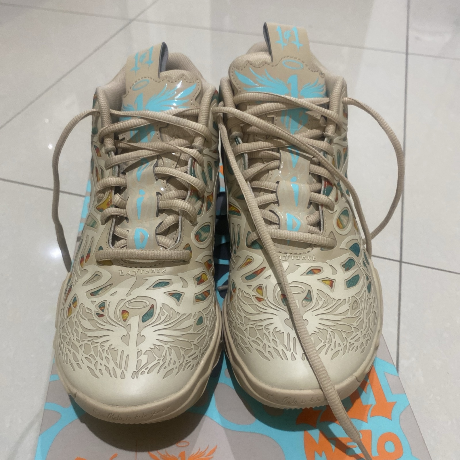 Li-Ning Men's Beige Orange Blue Wade 1 Mid Basketball Shoes US 11 image 2