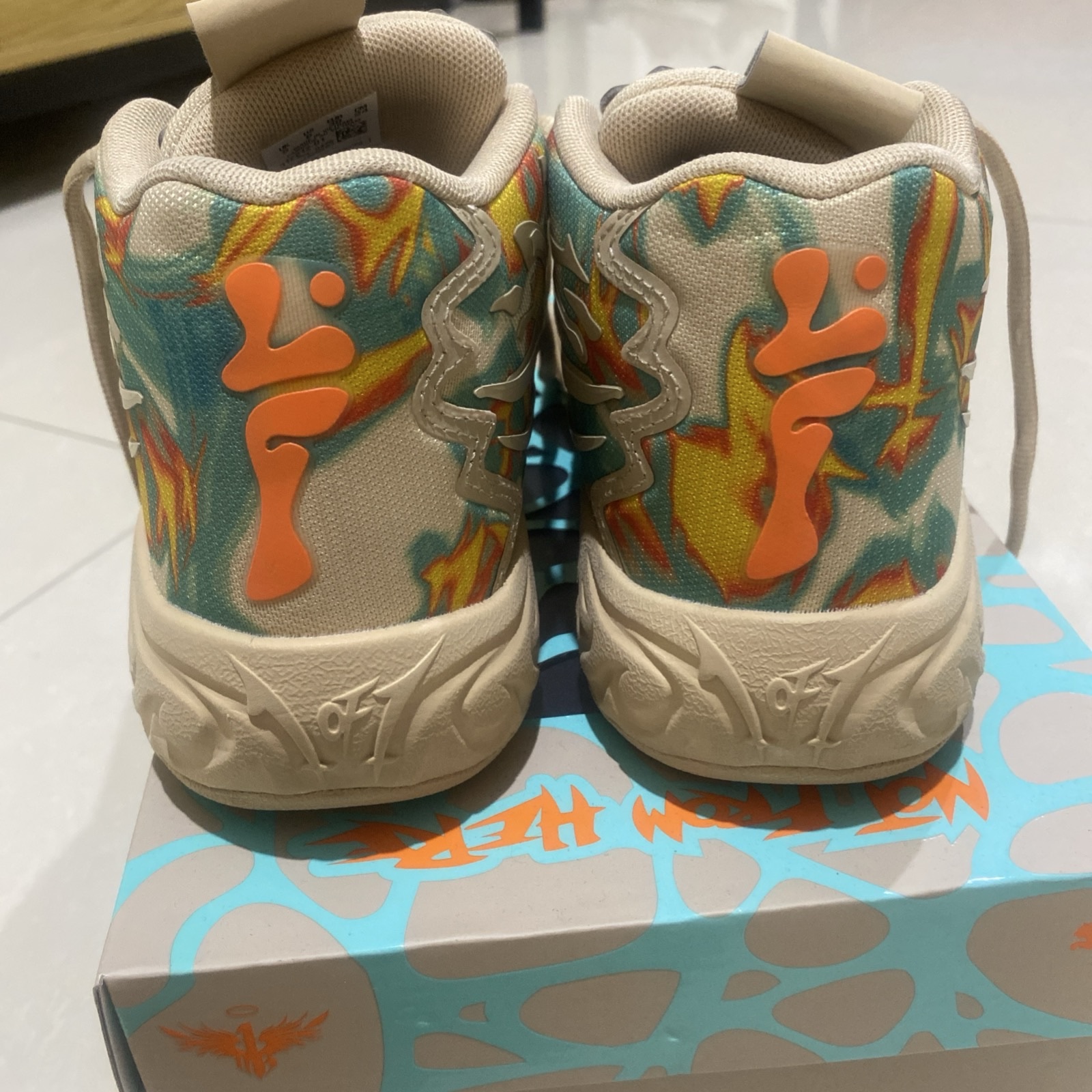 Li-Ning Men's Beige Orange Blue Wade 1 Mid Basketball Shoes US 11 image 4