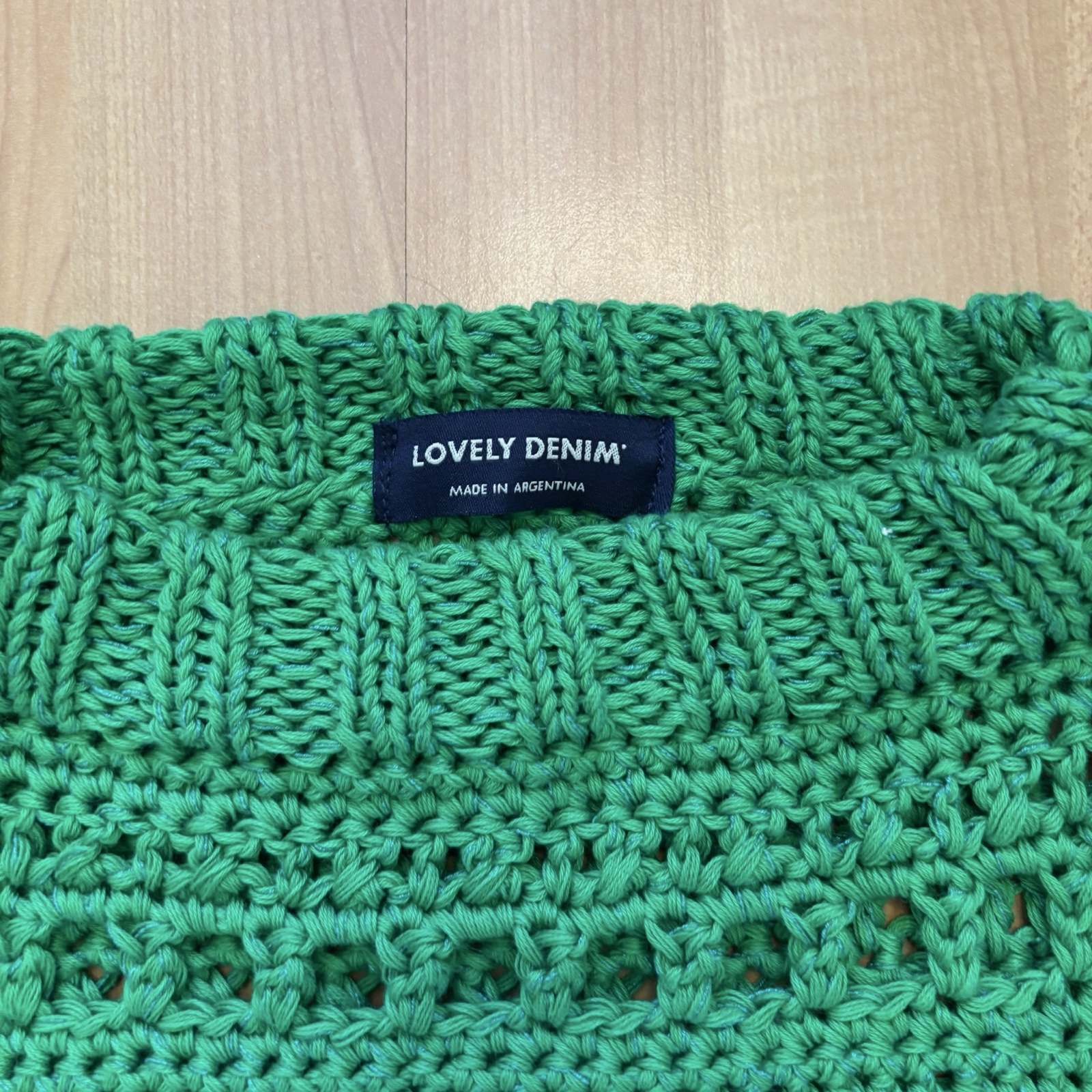 Lovely Denim Women Green Crochet Sweater Medium image 2