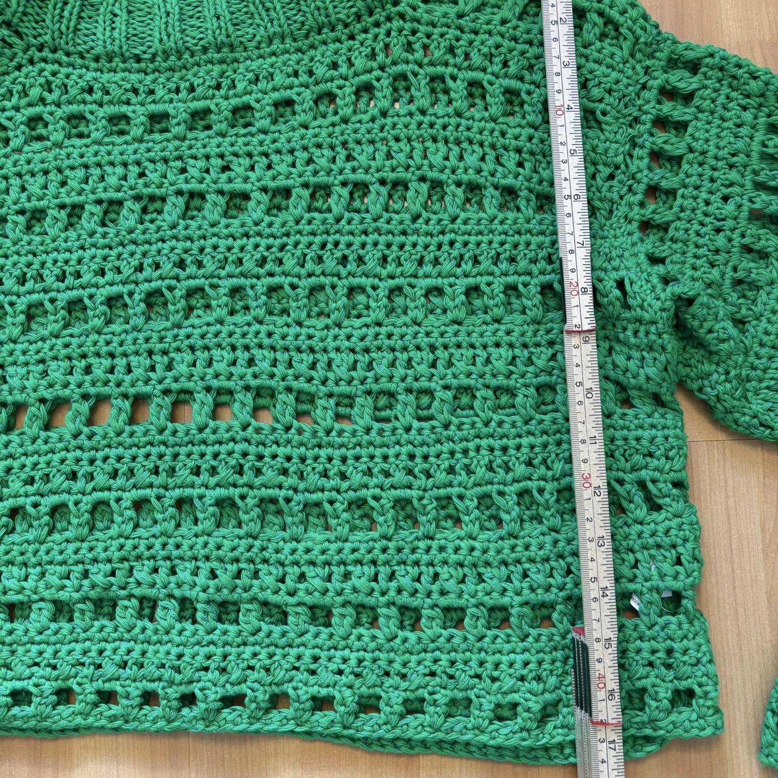 Lovely Denim Women Green Crochet Sweater Medium image 3