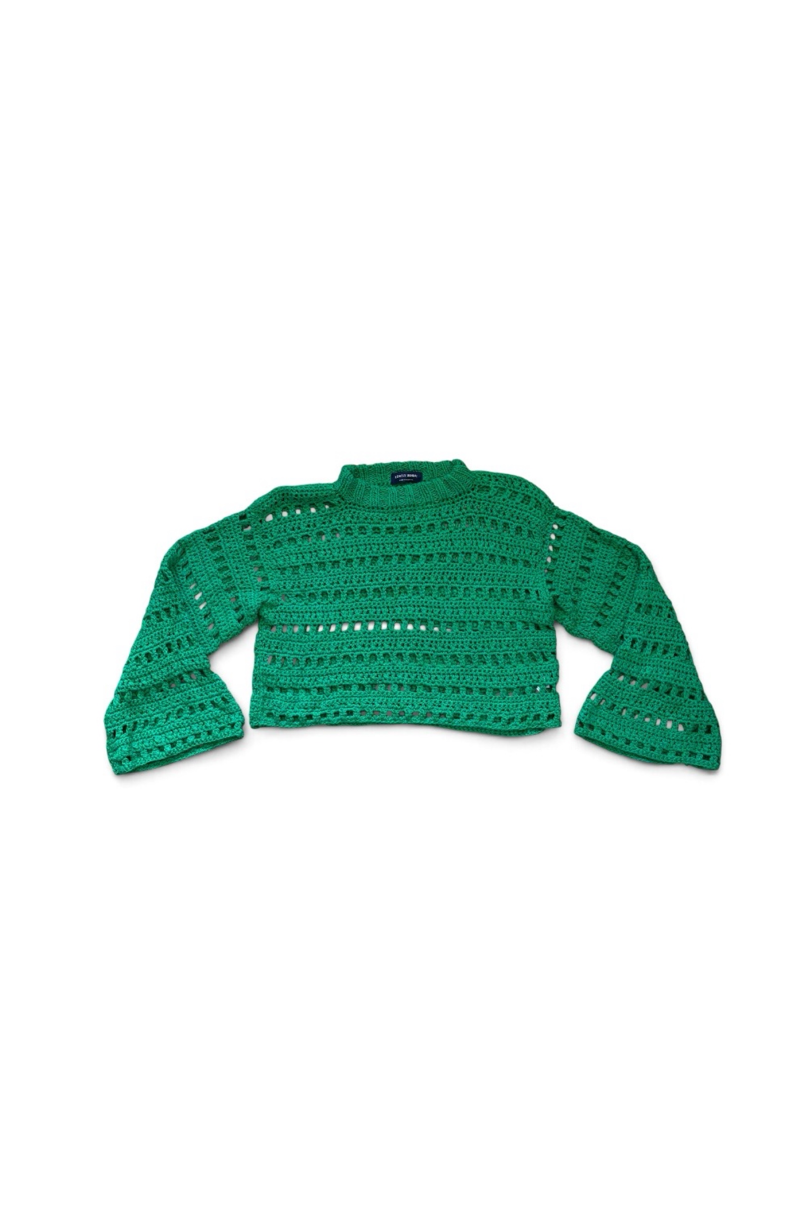 Lovely Denim Women Green Crochet Sweater Medium image 6