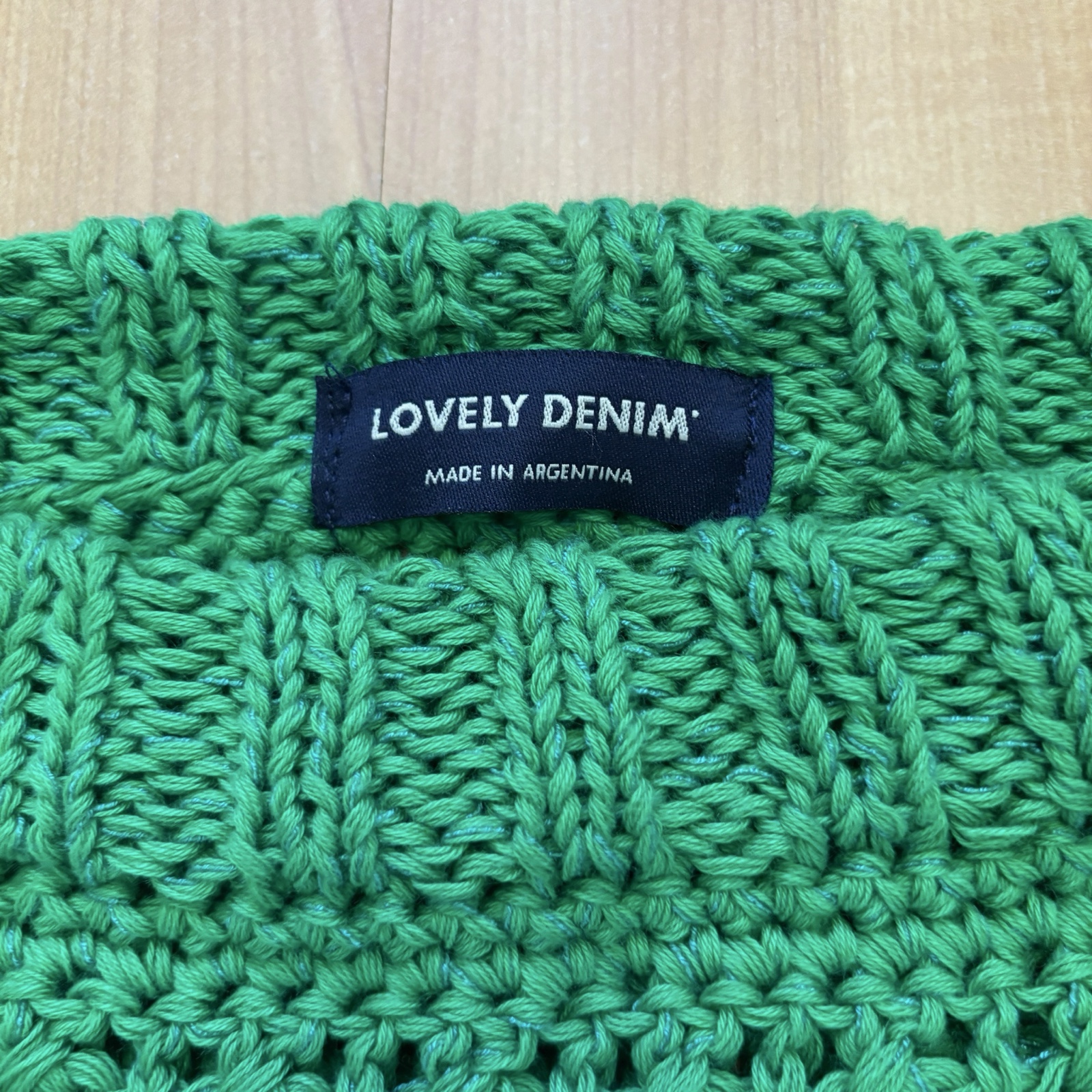 Lovely Denim Women Green Crochet Sweater Medium image 7
