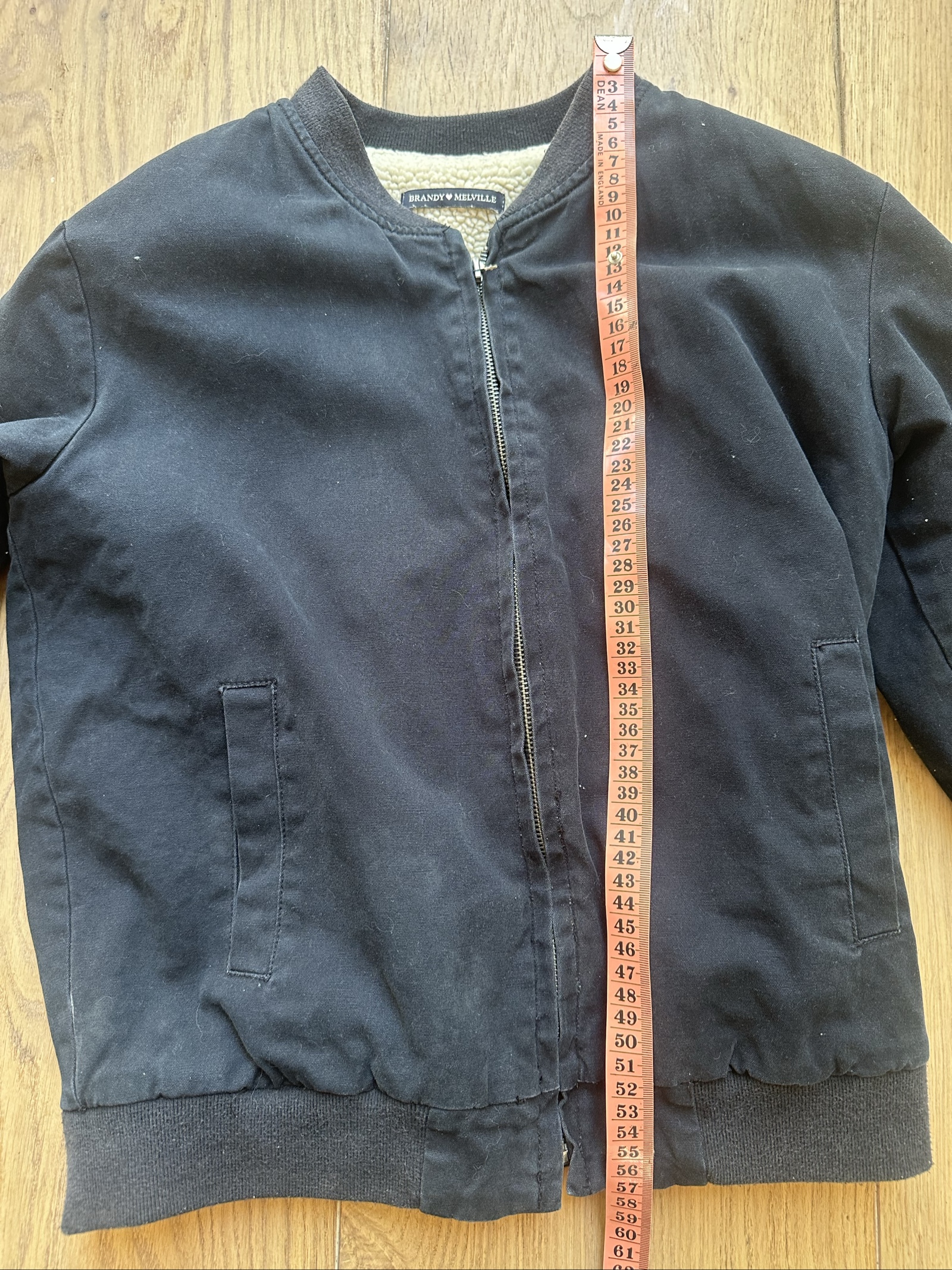 Brandy Melville Black Sherpa Lined Bomber Jacket 34 in Chest image 2