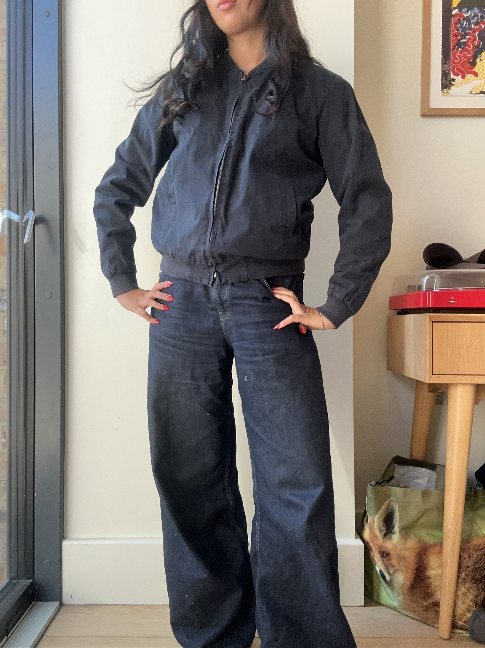 Brandy Melville Black Sherpa Lined Bomber Jacket 34 in Chest image 10