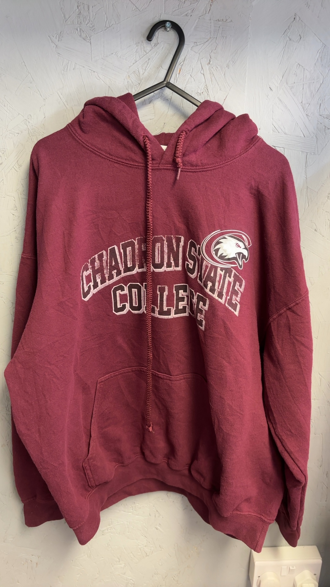 Chadron State College Maroon Hoodie Large Cotton Blend Good Condition image 4