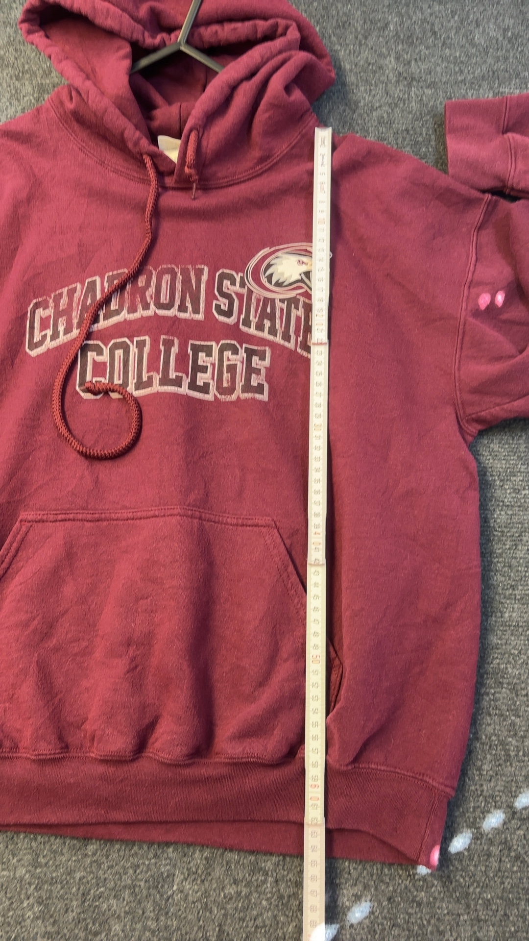 Chadron State College Maroon Hoodie Large Cotton Blend Good Condition image 5