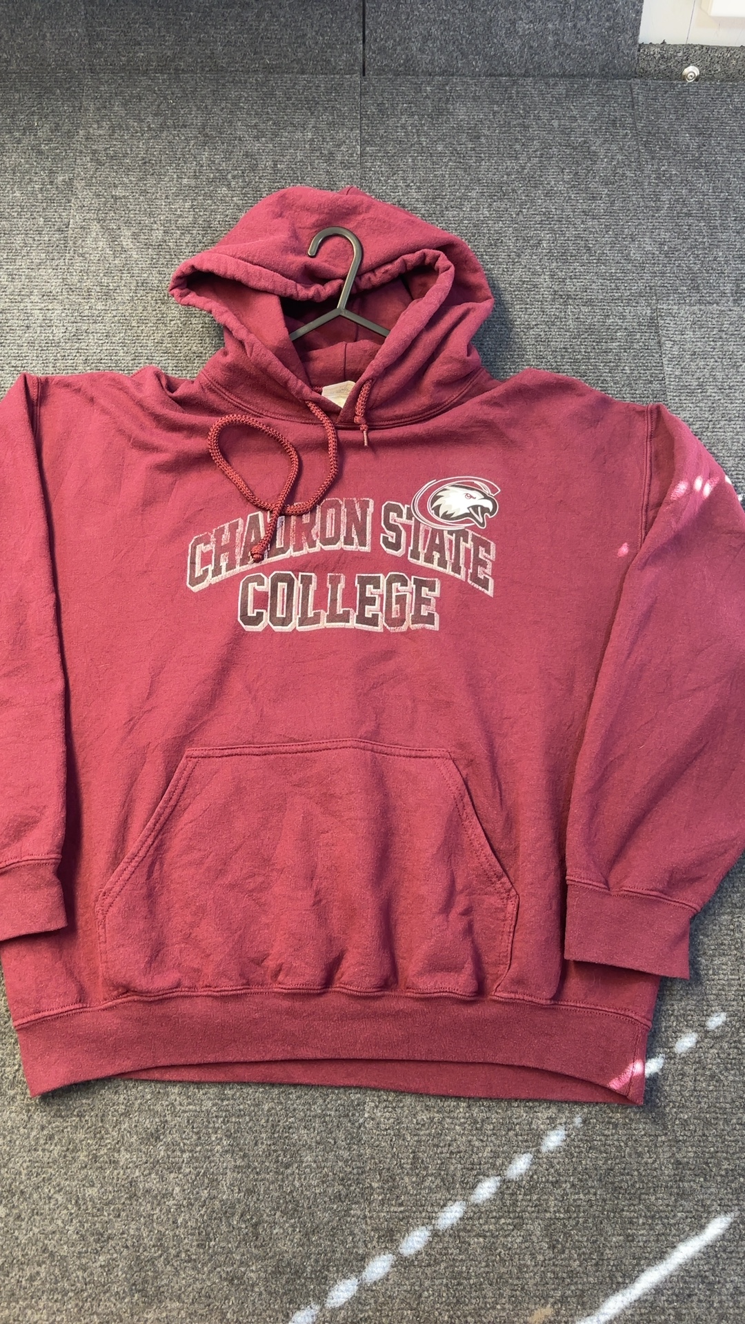 Chadron State College Maroon Hoodie Large Cotton Blend Good Condition image 2