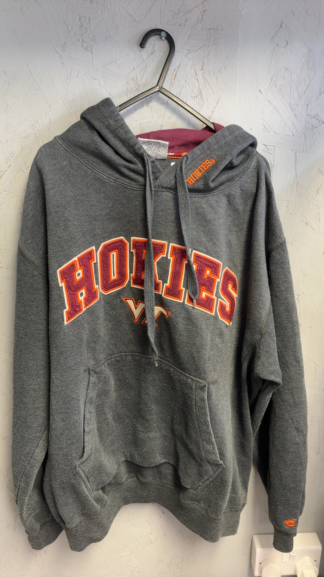 Cardinals Grey & Burgundy Hokies Hoodie Large Cotton Blend good condition