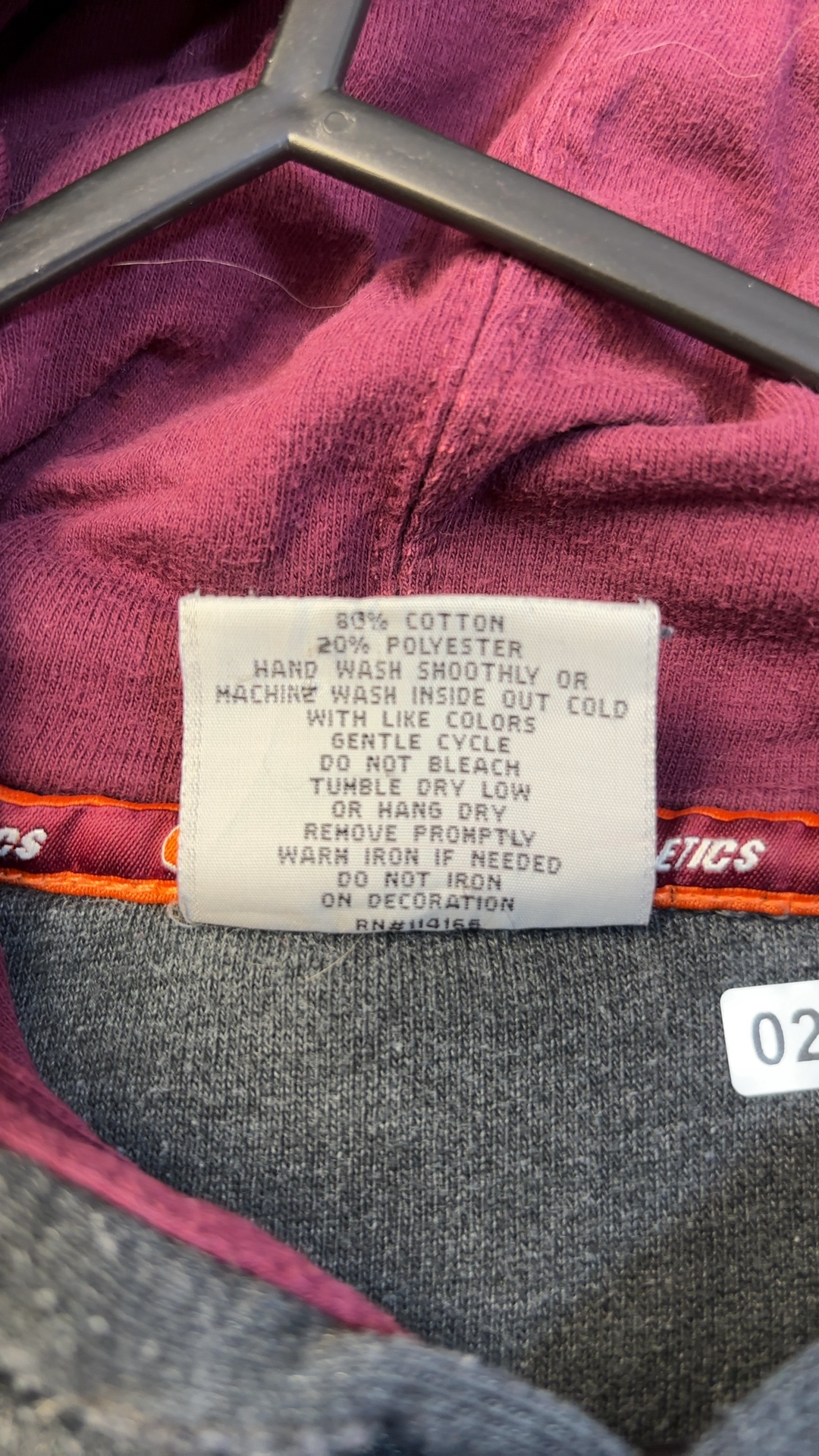 Cardinals Grey & Burgundy Hokies Hoodie Large Cotton Blend good condition image 8