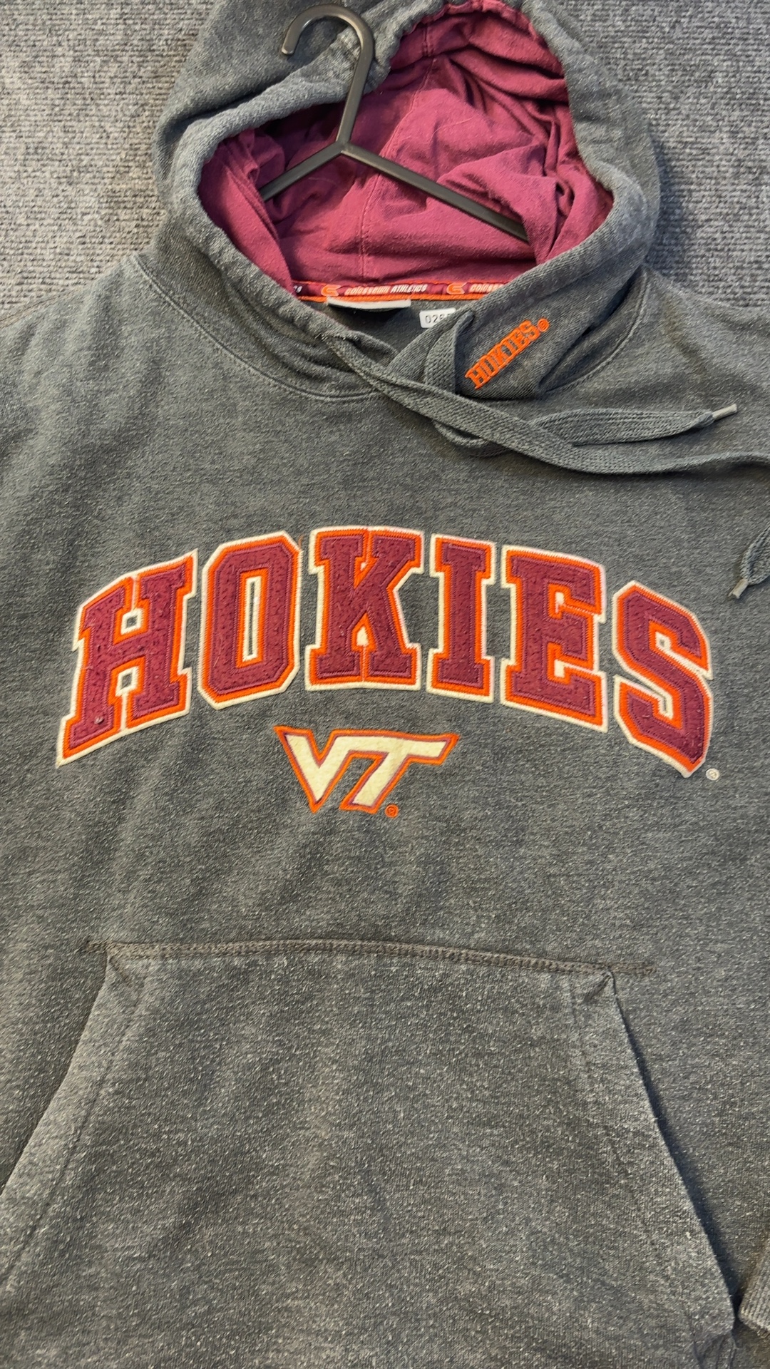 Cardinals Grey & Burgundy Hokies Hoodie Large Cotton Blend good condition image 3