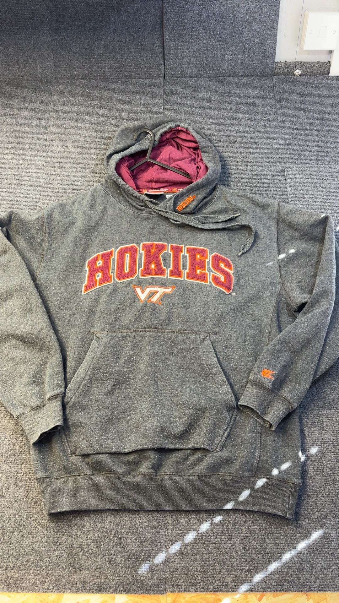 Cardinals Grey & Burgundy Hokies Hoodie Large Cotton Blend good condition image 2