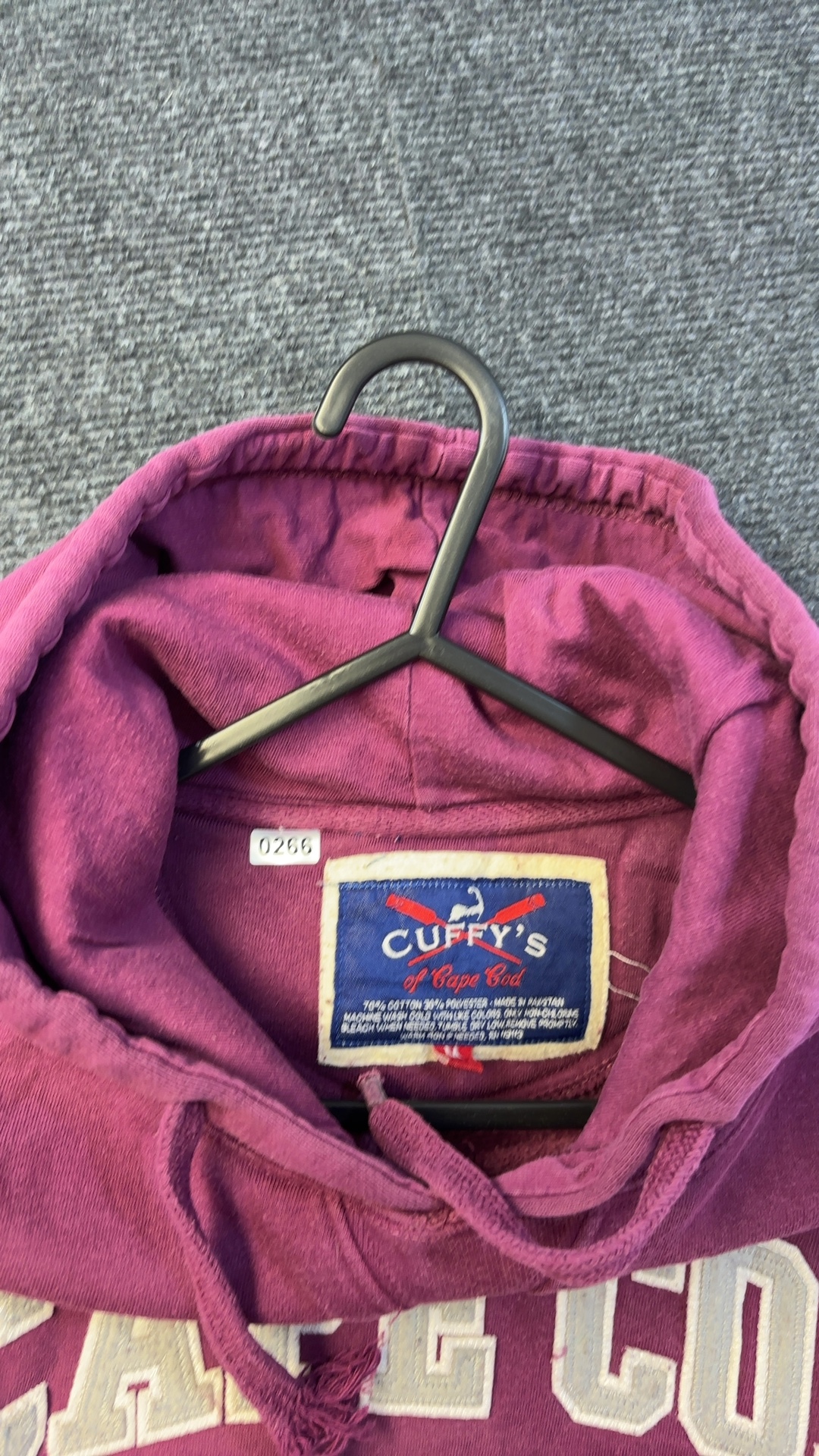 Cuffy's Cape Cod pinky red/burgundy Hoodie Large Cotton Polyester good condition image 7