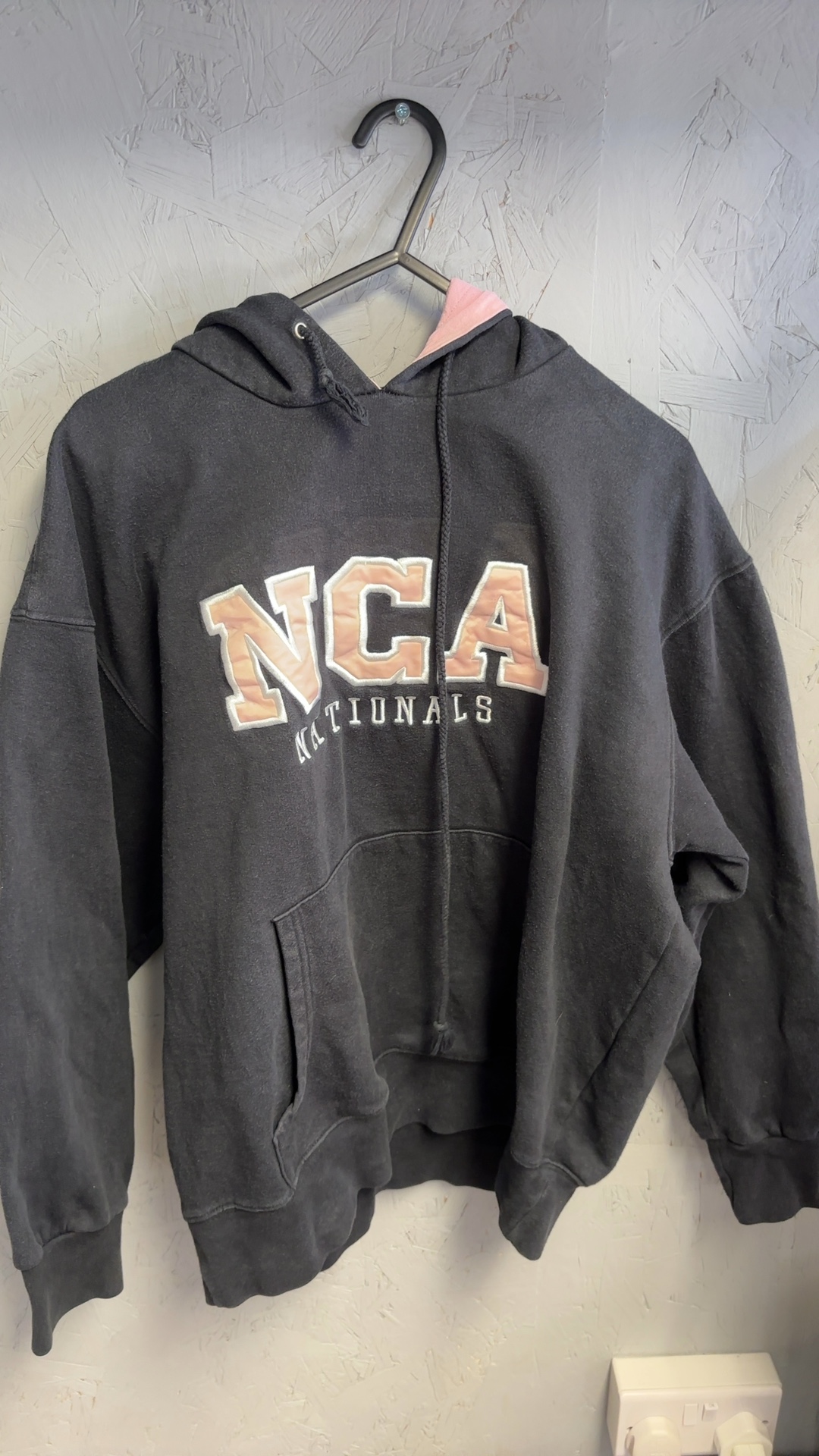 NCA Black & Pink Hooded Sweatshirt Large Unisex Cotton Blend Good Condition image 2