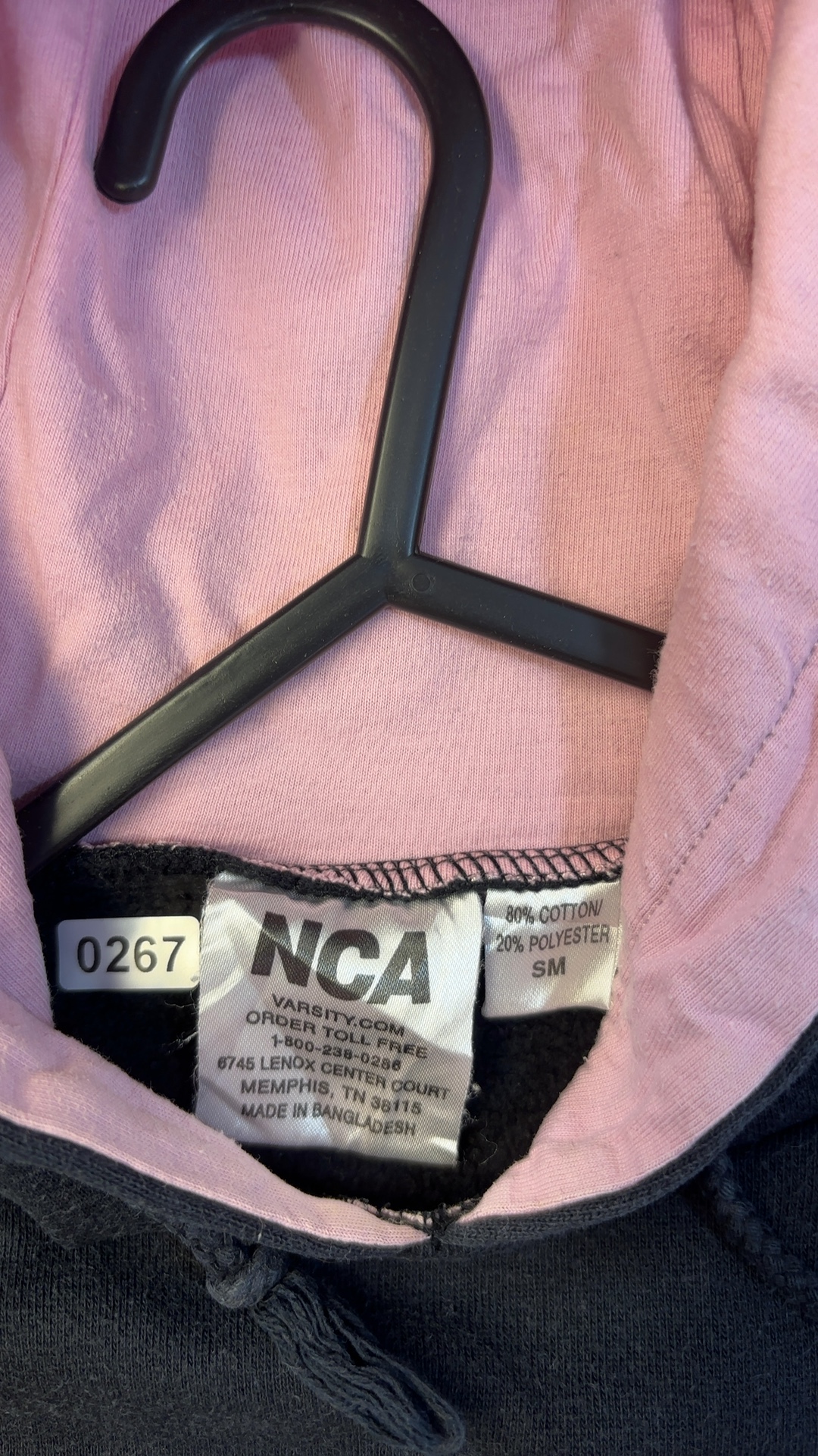 NCA Black & Pink Hooded Sweatshirt Large Unisex Cotton Blend Good Condition image 5