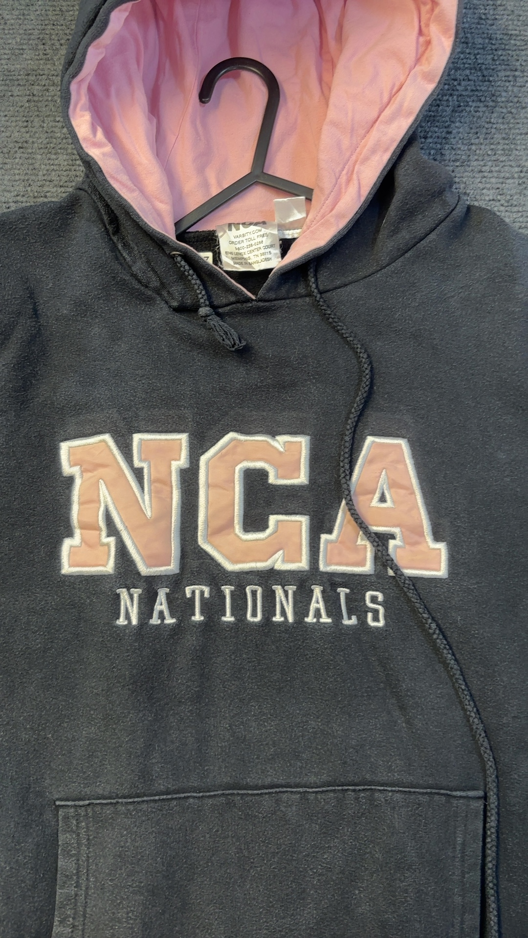 NCA Black & Pink Hooded Sweatshirt Large Unisex Cotton Blend Good Condition image 3