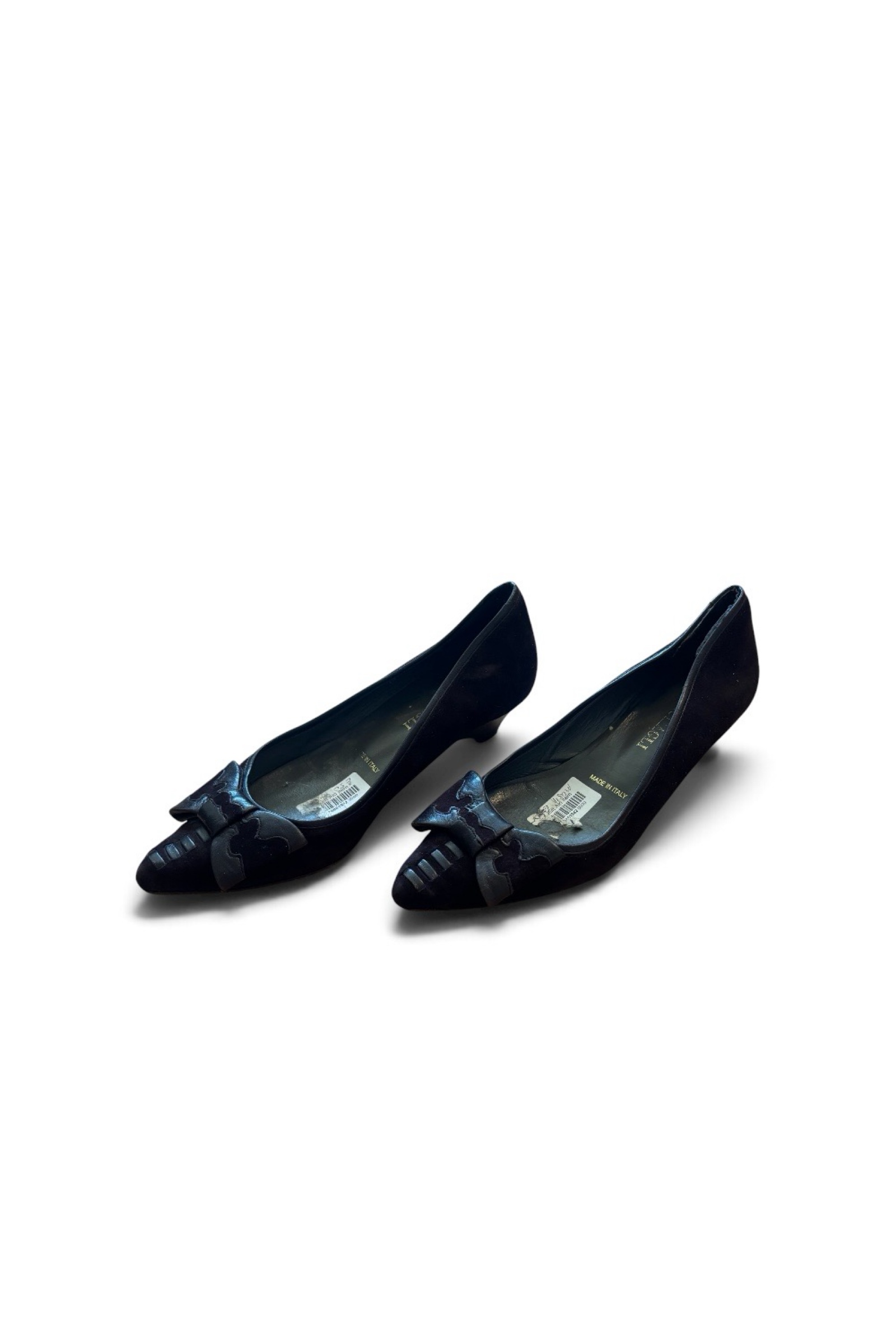 Ferragamo Women's Black Suede Kitten Heel Pumps UK 5 image 2