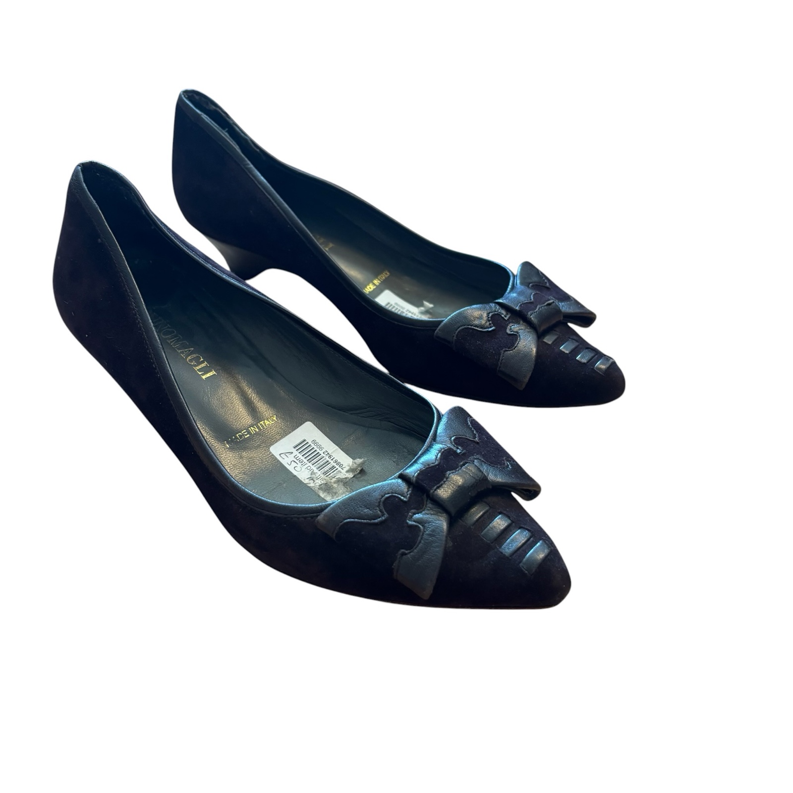Ferragamo Women's Black Suede Kitten Heel Pumps UK 5 image 4