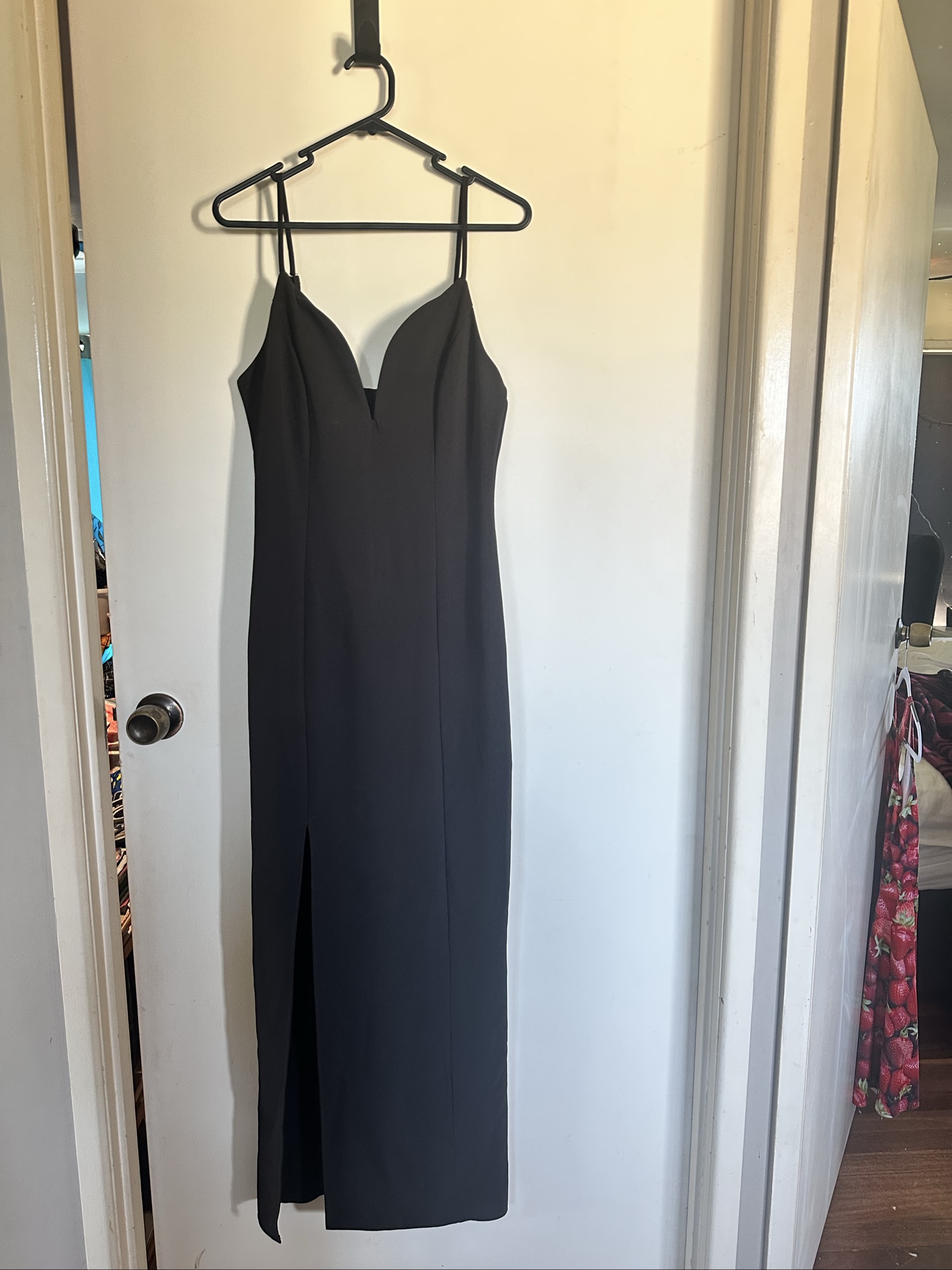 Subtlet Black Maxi Dress UK 8 V-Neck Spaghetti Strap