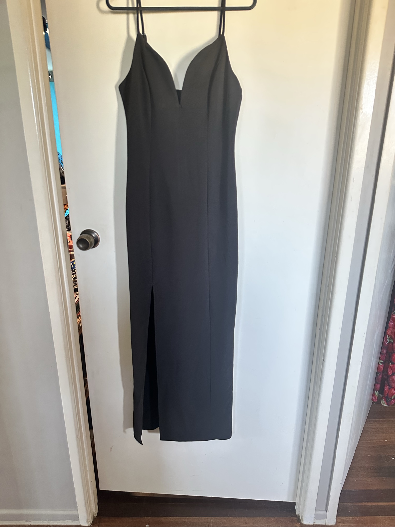 Subtlet Black Maxi Dress UK 8 V-Neck Spaghetti Strap image 2