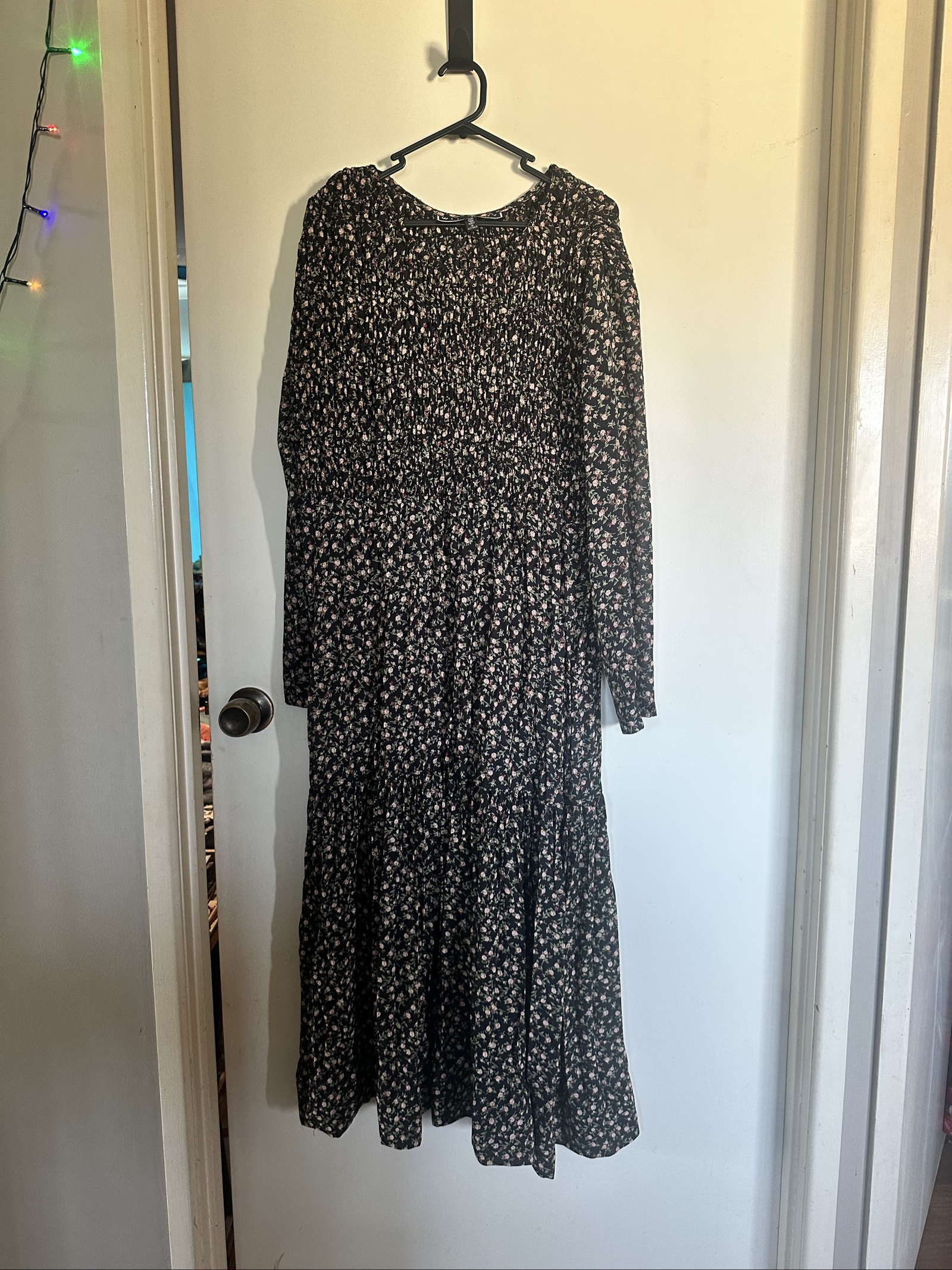 Witchery Black & Pink Floral Long Sleeve Dress Size 10