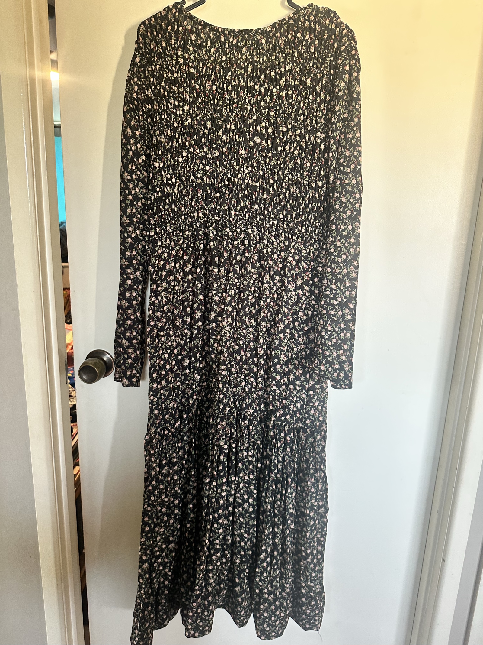 Witchery Black & Pink Floral Long Sleeve Dress Size 10 image 3