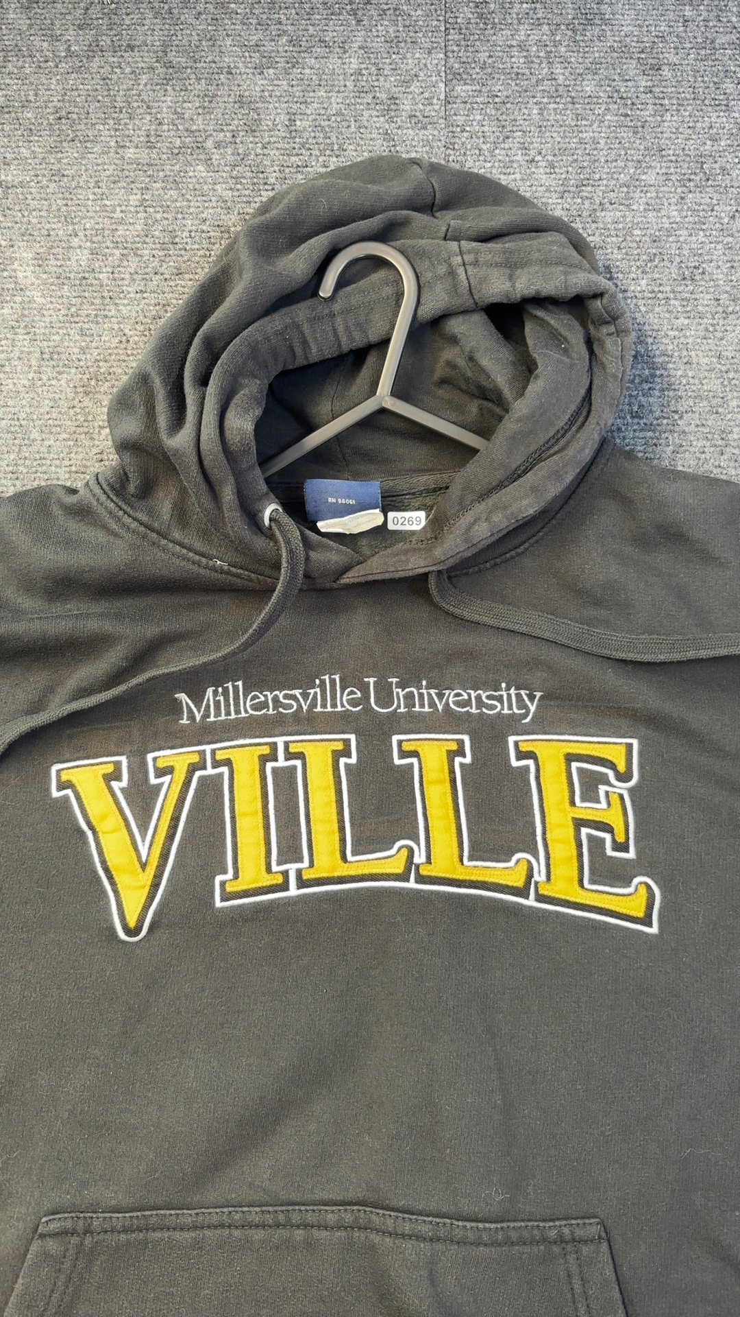 Millersville University Charcoal Grey Hoodie Large Cotton Blend Good condition image 9