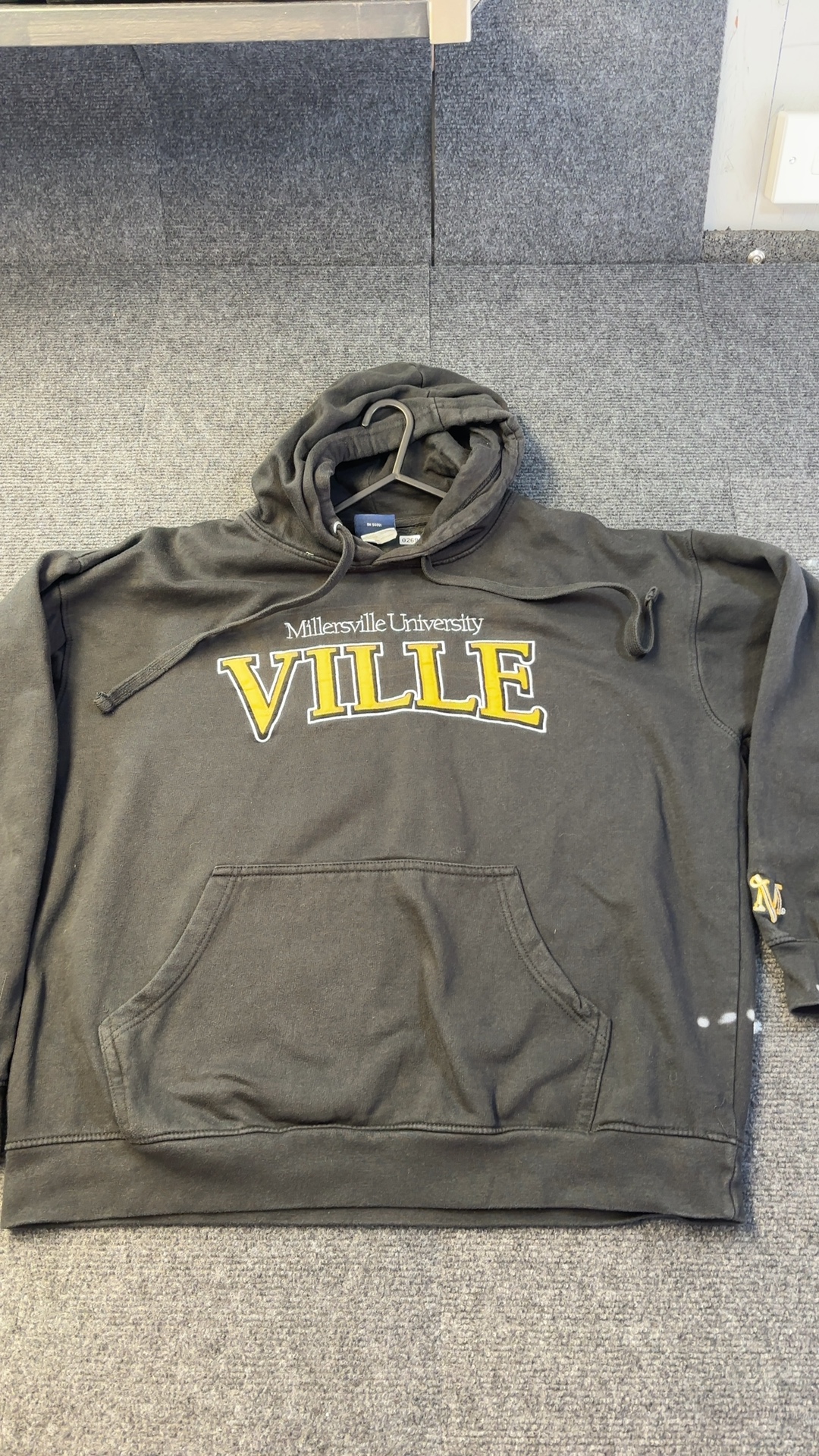 Millersville University Charcoal Grey Hoodie Large Cotton Blend Good condition image 3