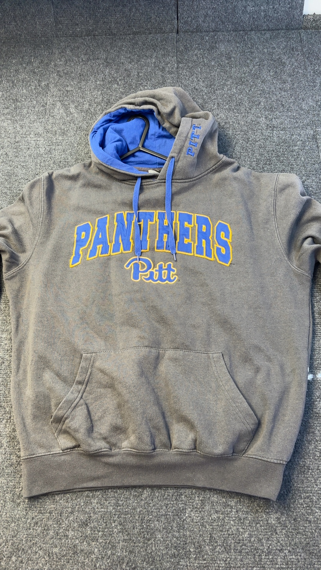 Pitt Grey & Blue Panthers Hoodie Medium Cotton Blend good condition
