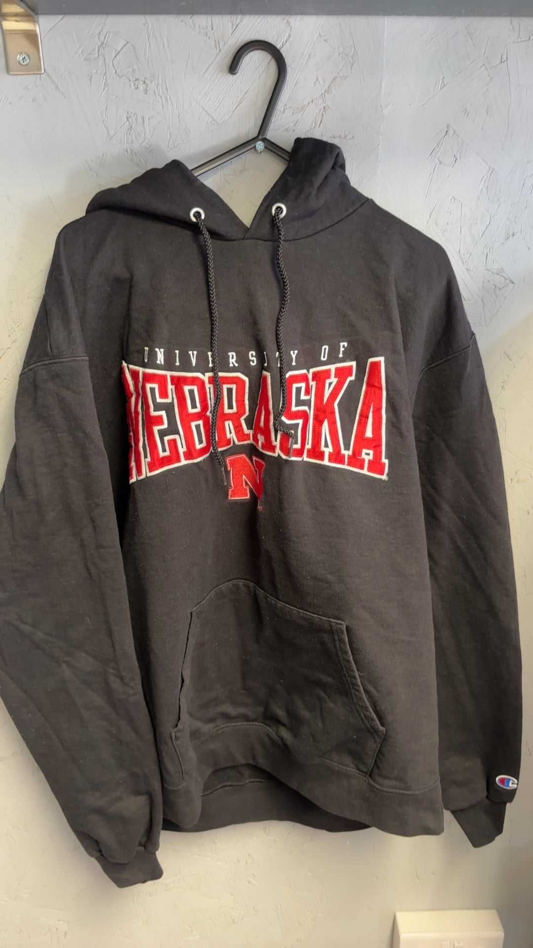 Champion Black University of Nebraska Hoodie Large good condition image 2