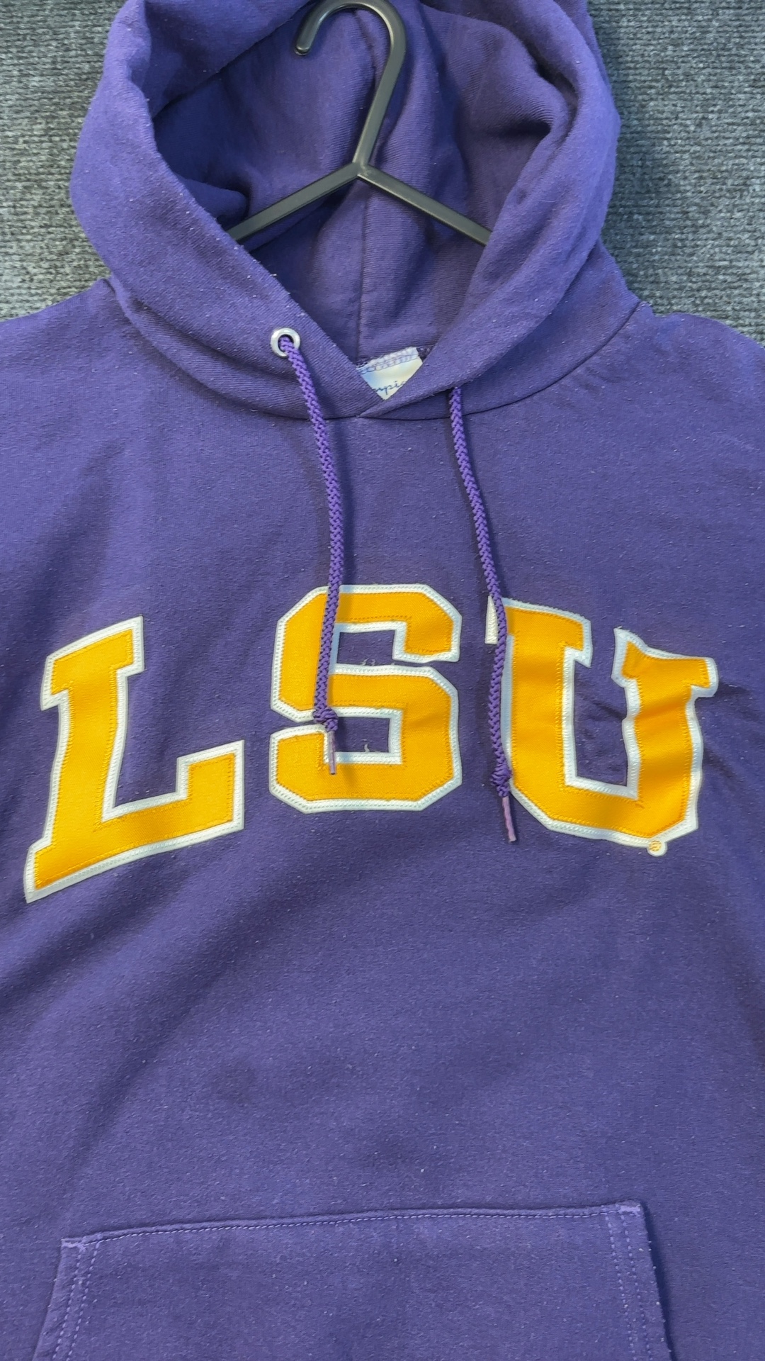 Champion Purple LSU Hoodie Medium Cotton Polyester good condition image 6