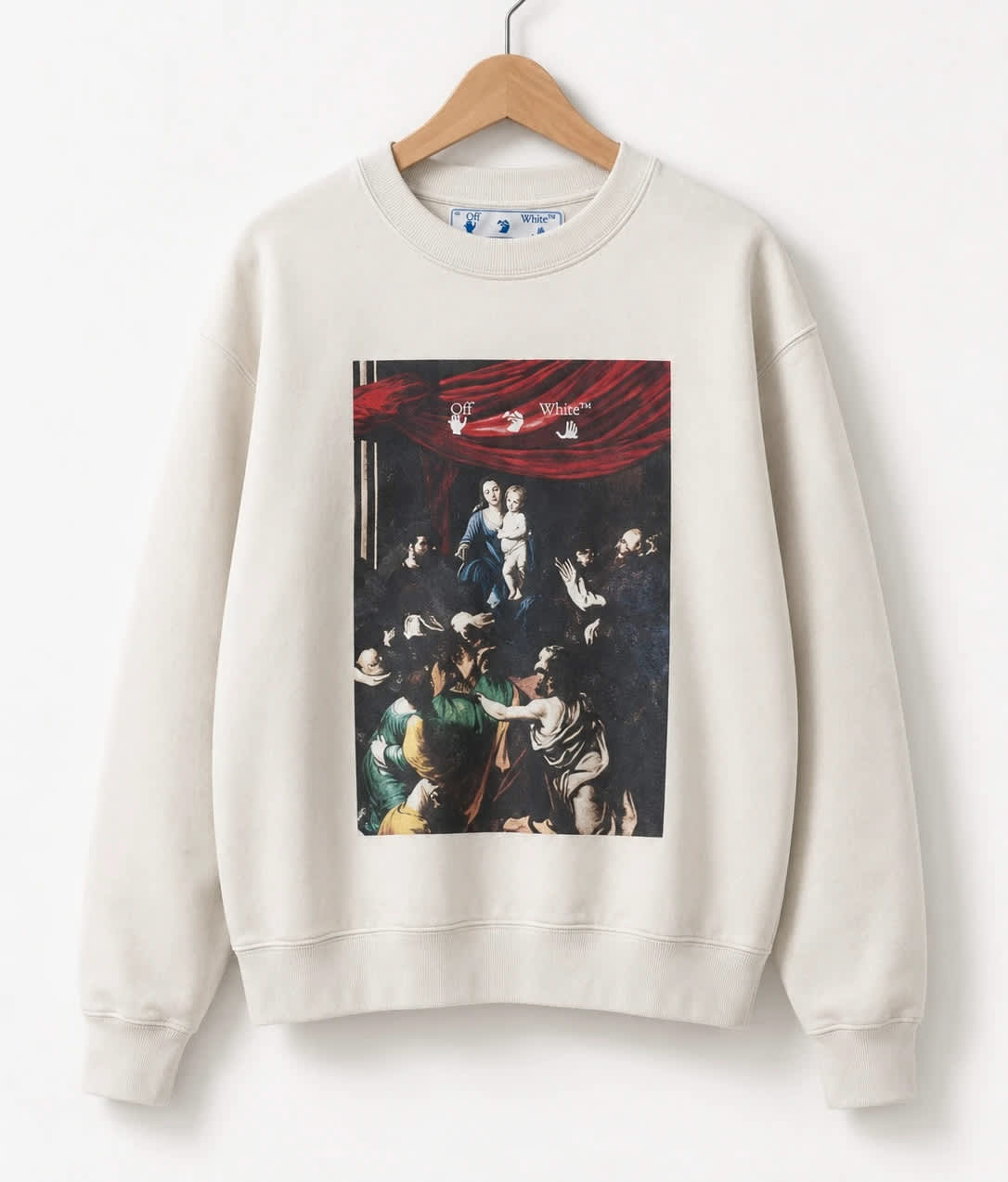 Off-White Beige Caravaggio Madonna Sweatshirt Manches Longues - xs