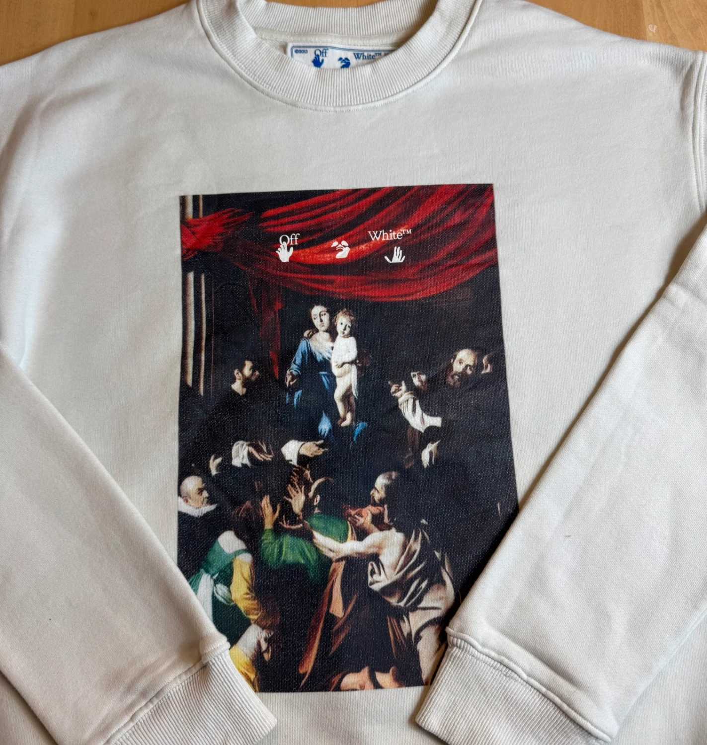 Off-White Beige Caravaggio Madonna Sweatshirt Manches Longues - xs image 3