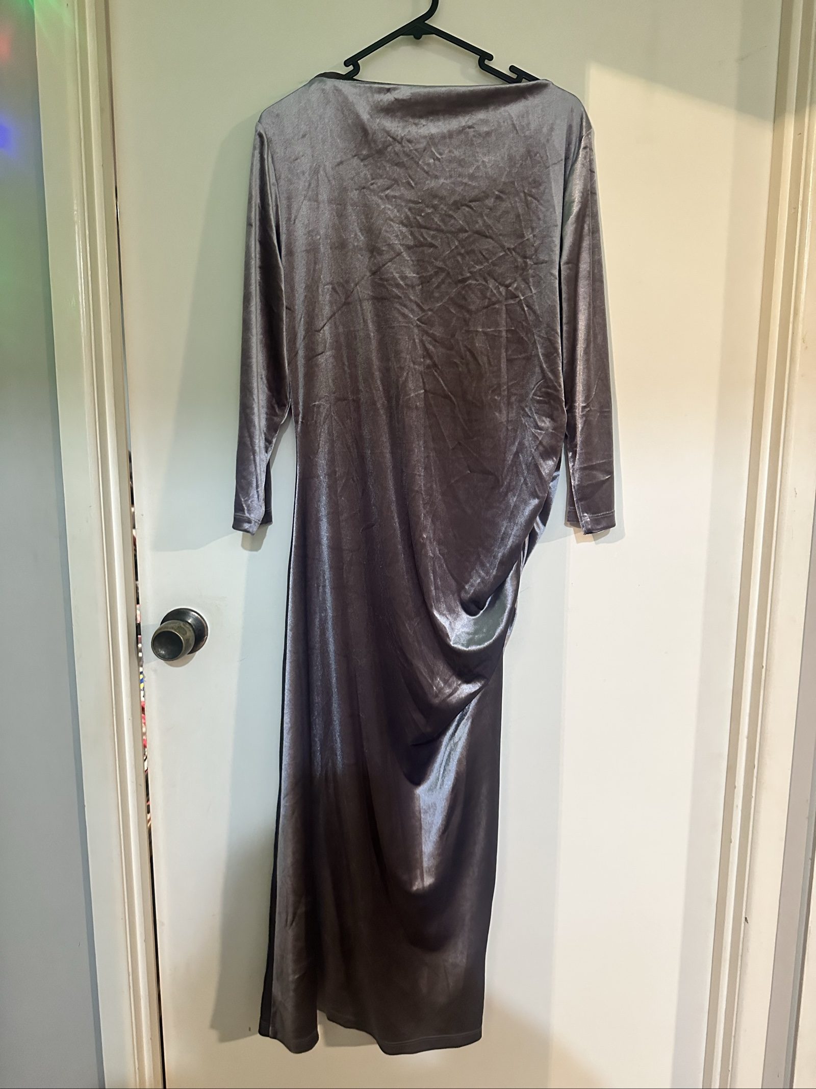 Studio W Grey Velvet Long Sleeve Midi Dress Medium image 3