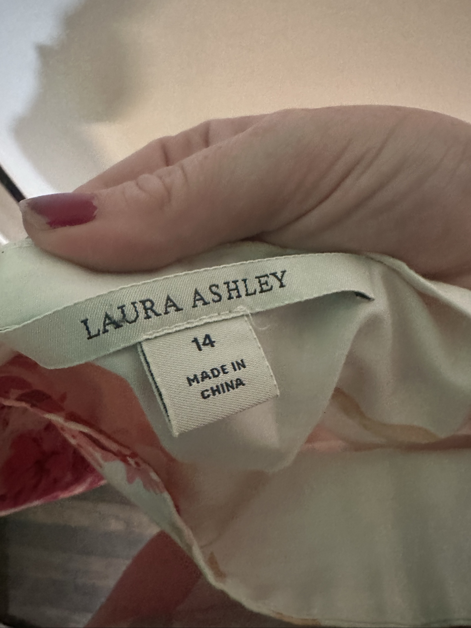 Laura Ashley Women White & Red Floral Midi Skirt Size 14 image 3