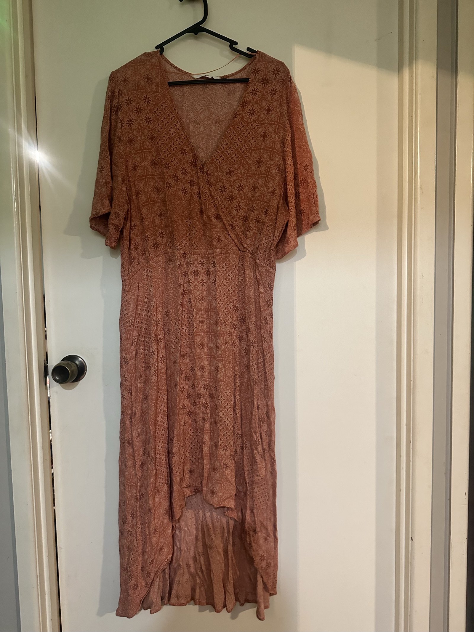 Piping Hot Women's Rust Patterned Midi Dress Size 18