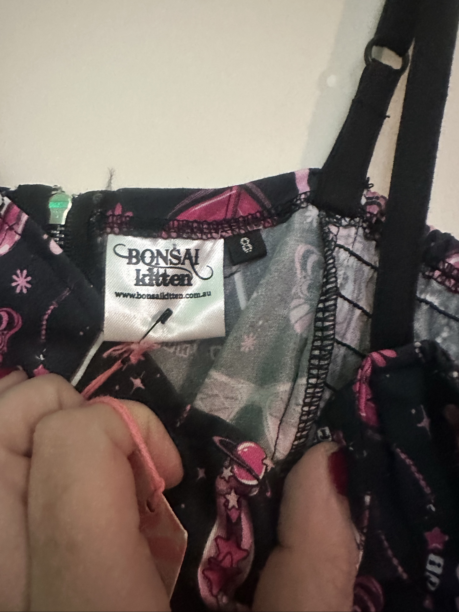 Bonsai Kitten Black & Pink Patterned Dress Small image 3