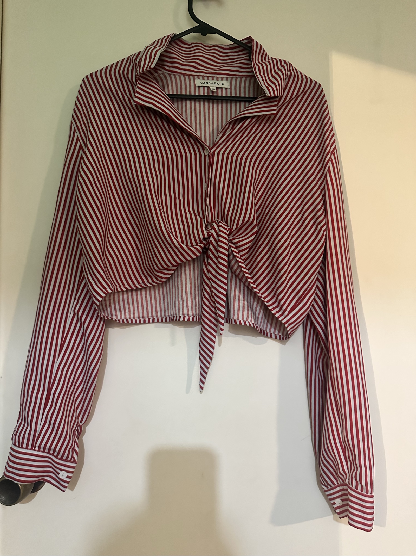 Candidate Red & White Stripe Cropped Shirt Large