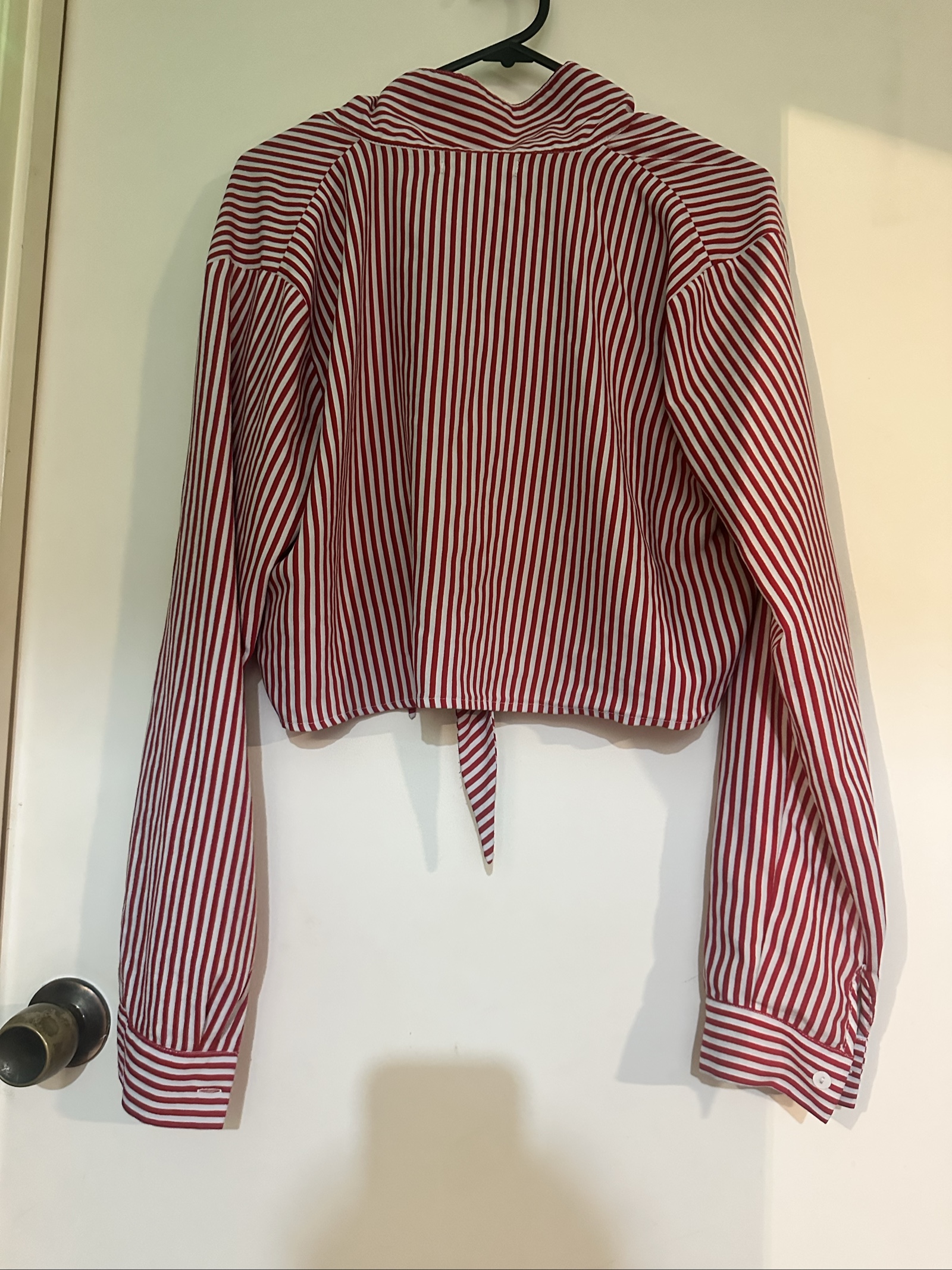 Candidate Red & White Stripe Cropped Shirt Large image 3