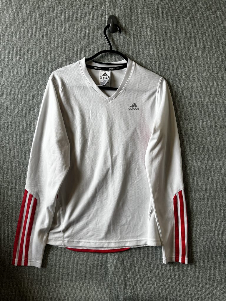 Adidas White & Red Climacool Long Sleeve Sports Top UK 10