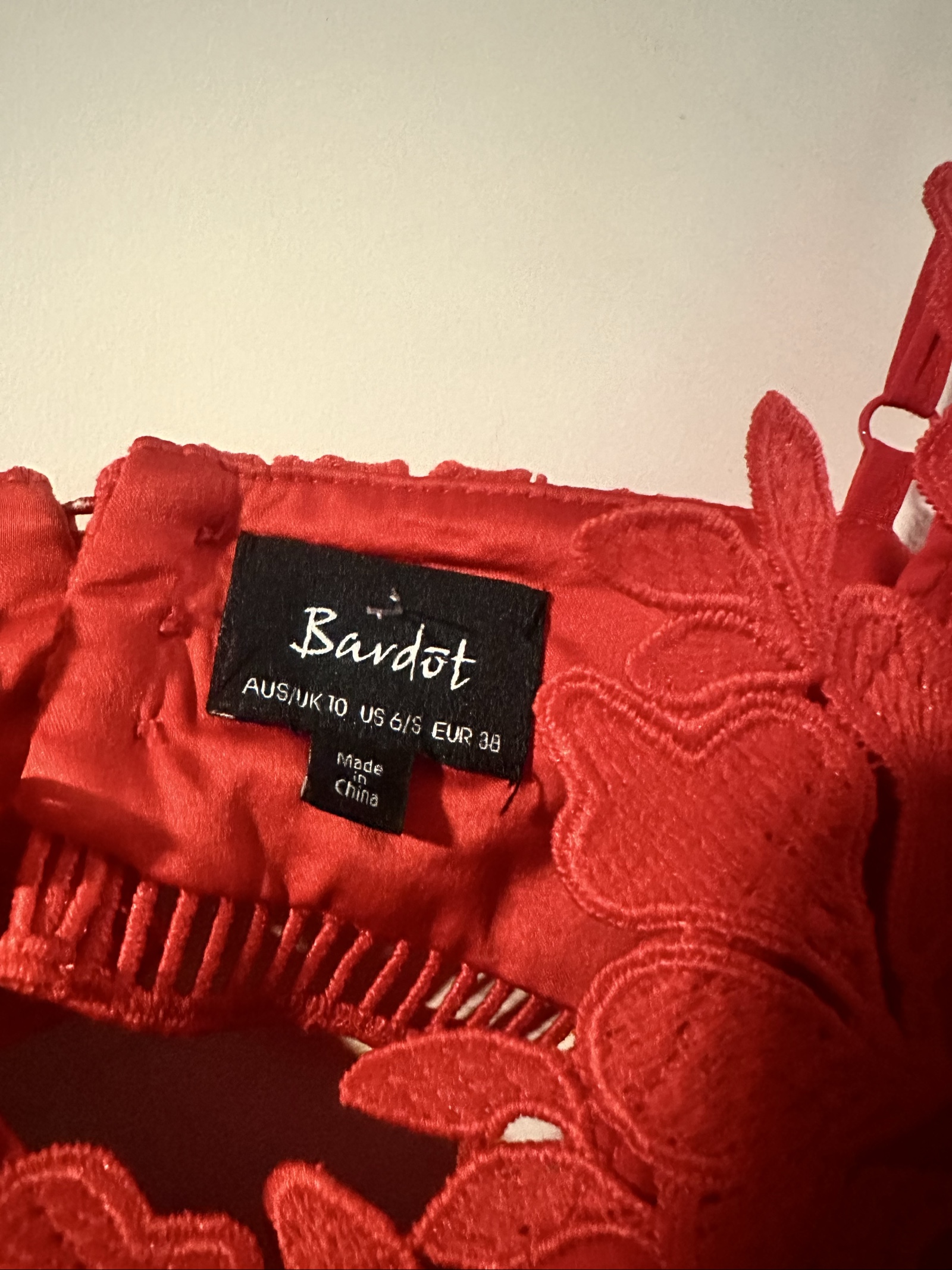 Bardot Red Floral Lace Dress AUS/UK 10 image 2