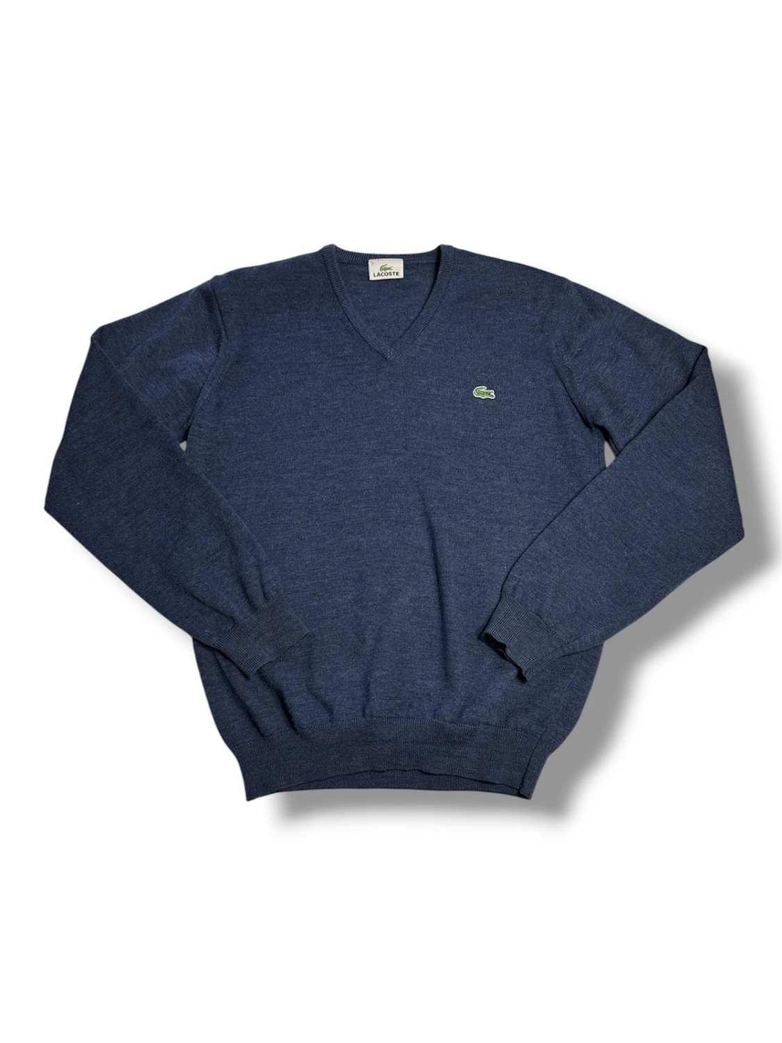 Lacoste Bleu Marine Pull Col V Manches Longues 100% laine - taille 2 (Small) image 2
