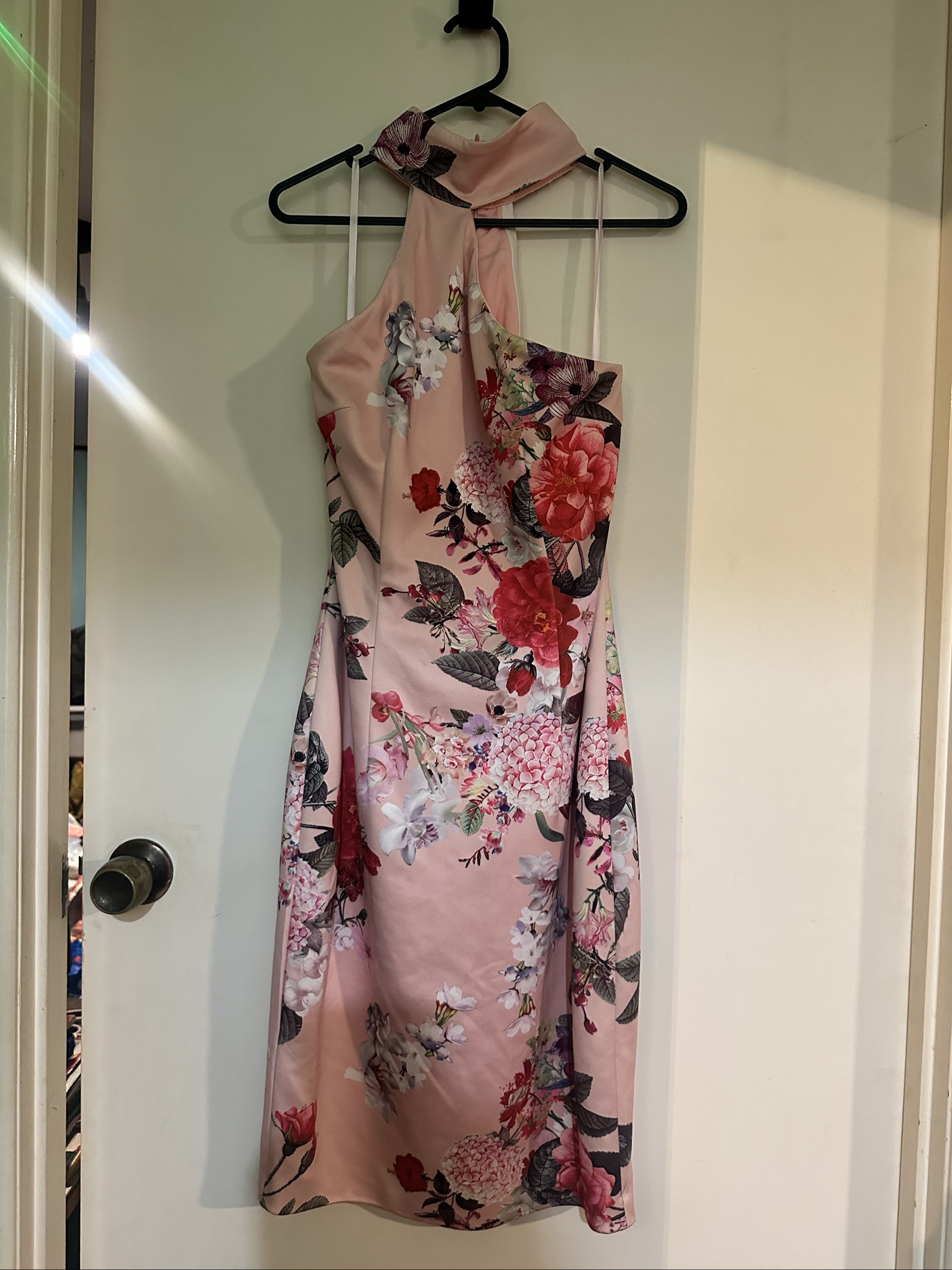 Georgy Pink Floral Halter Bodycon Dress Size 8