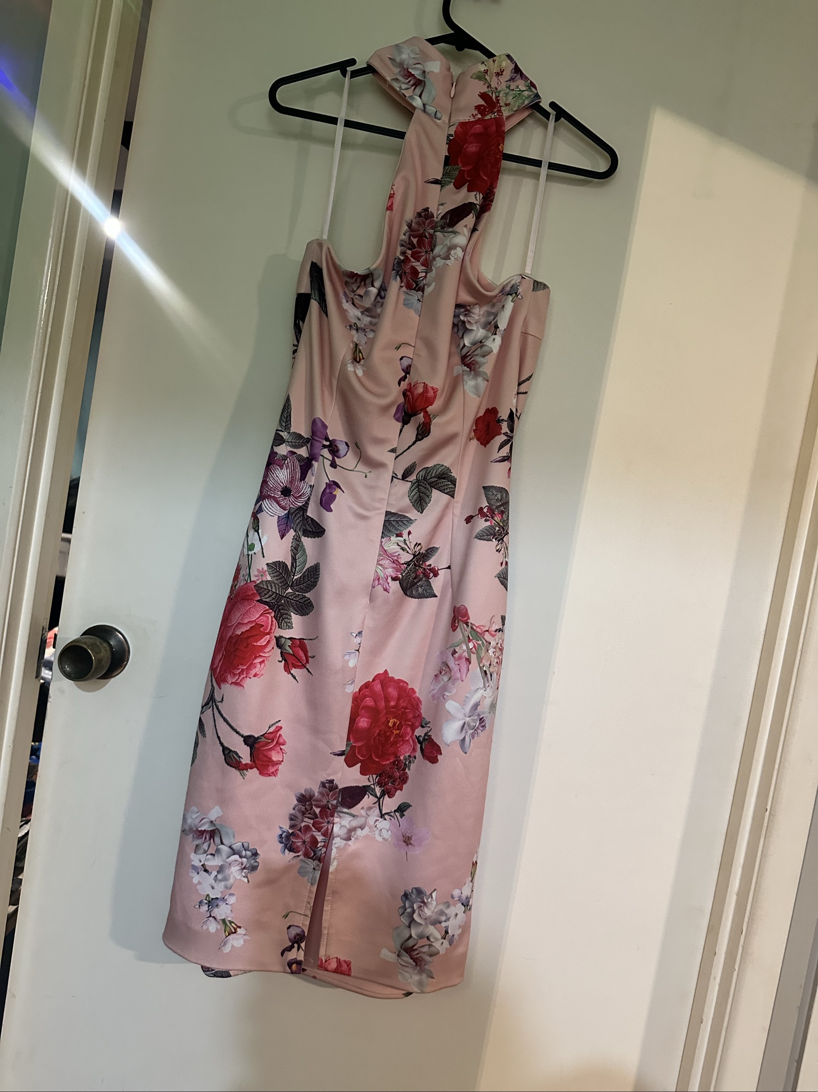 Georgy Pink Floral Halter Bodycon Dress Size 8 image 3