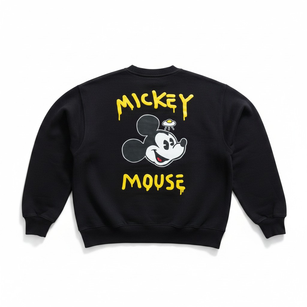Disney100 x H&M Trevor Andrew Mickey Mouse Drip Sweatshirt Black Size M image 2