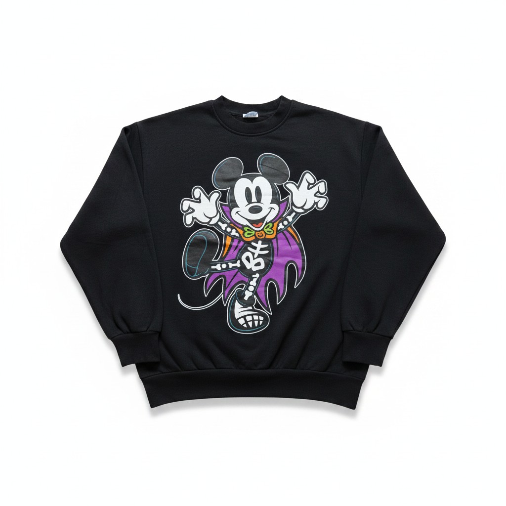 Disney Parks 2024 Skeleton Vampire Mickey Mouse Halloween Sweatshirt Black M