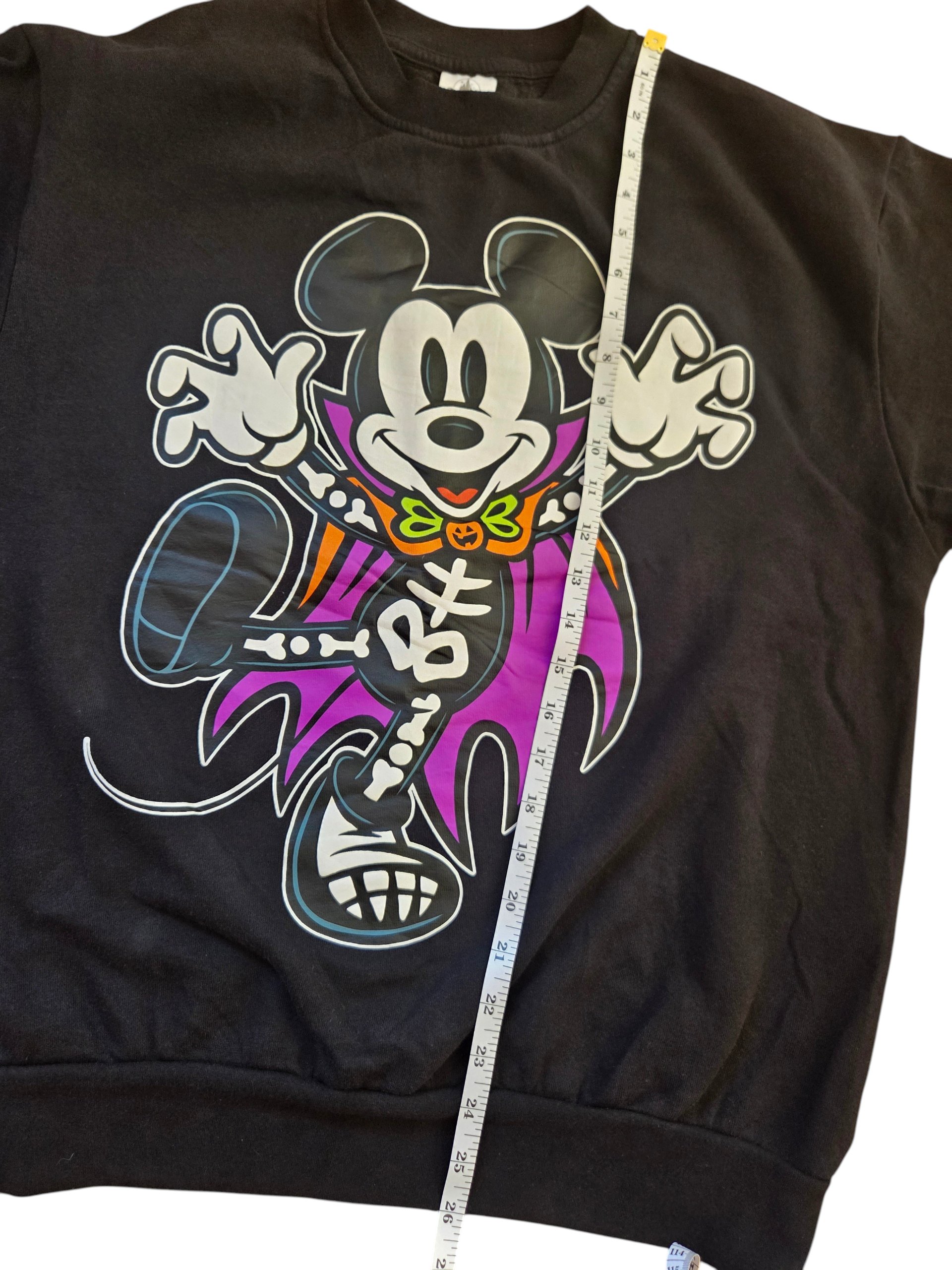Disney Parks 2024 Skeleton Vampire Mickey Mouse Halloween Sweatshirt Black M image 4