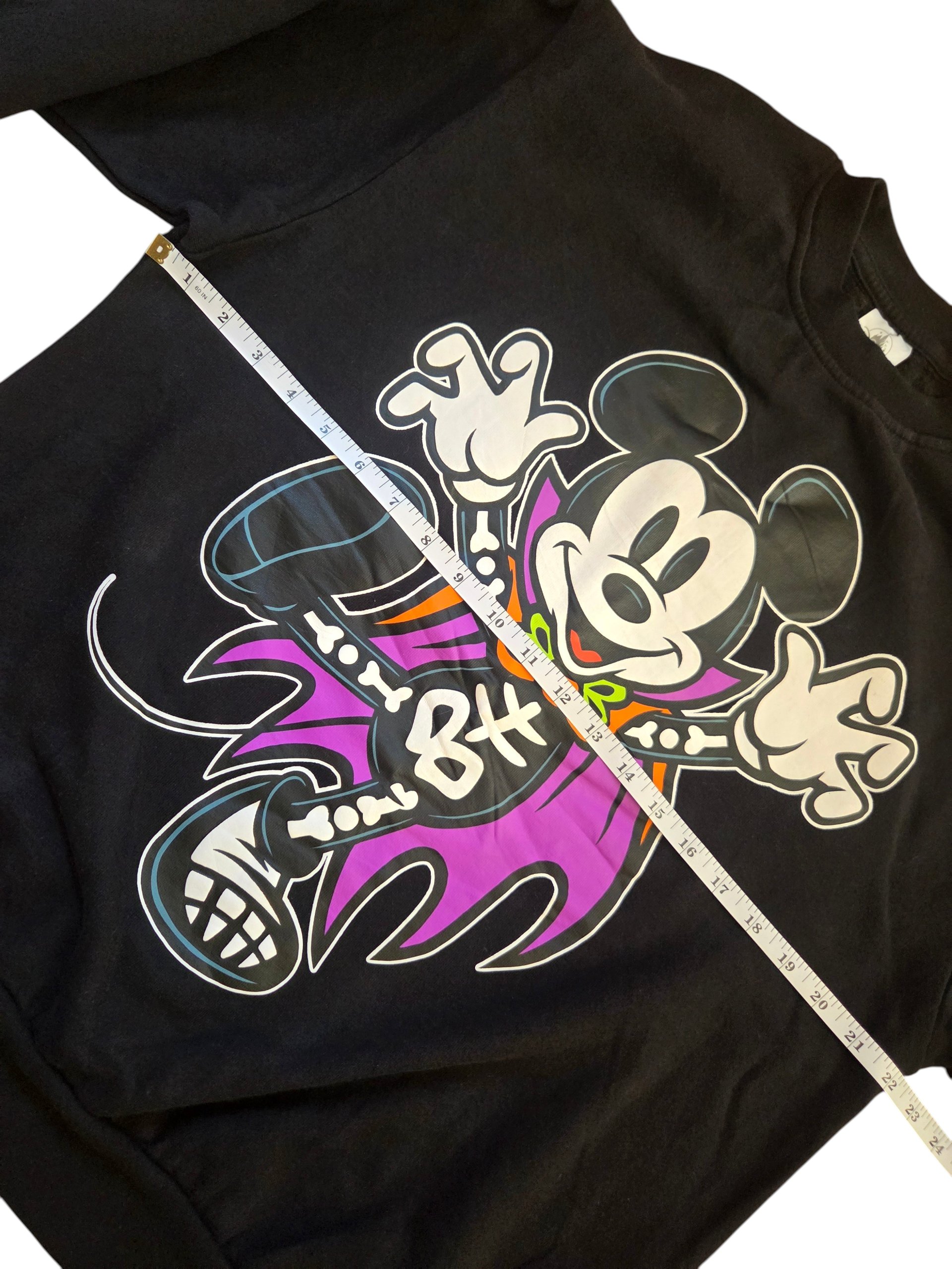 Disney Parks 2024 Skeleton Vampire Mickey Mouse Halloween Sweatshirt Black M image 5