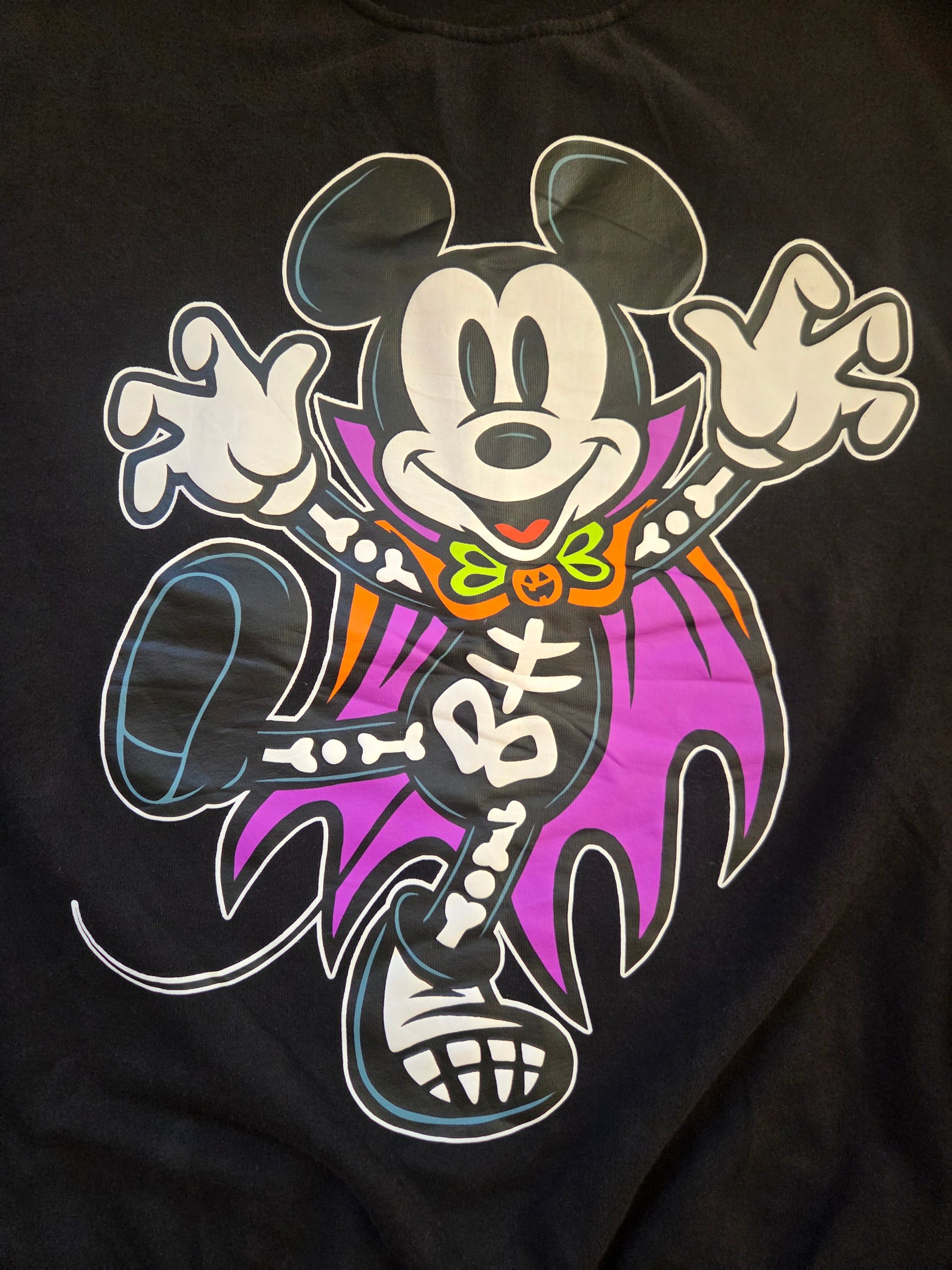 Disney Parks 2024 Skeleton Vampire Mickey Mouse Halloween Sweatshirt Black M image 6