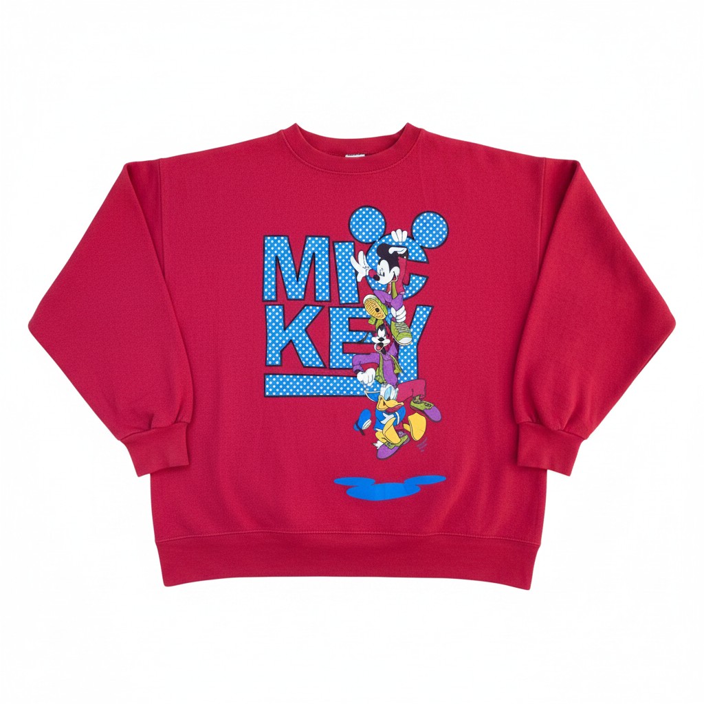 Vintage 90s Disney Mickey Unlimited Jerry Leigh Red Sweatshirt USA Size L